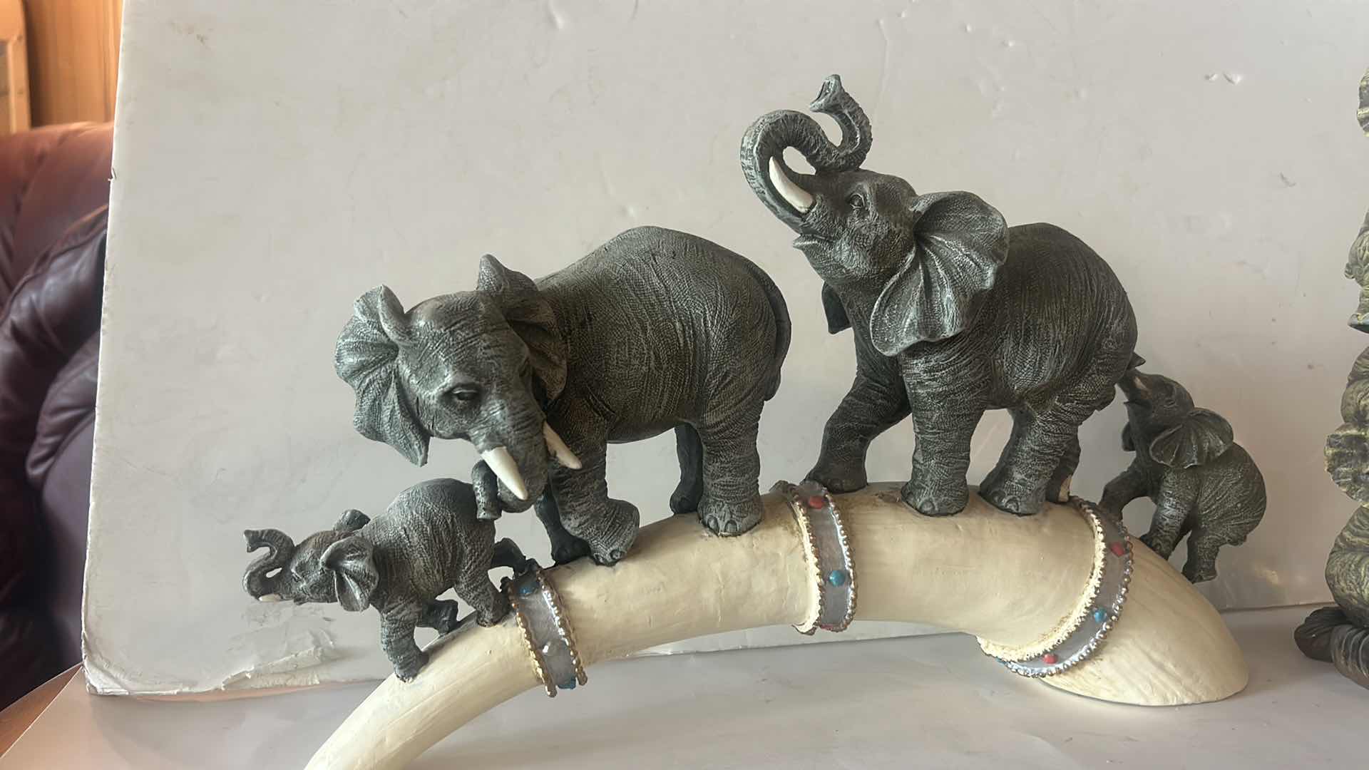 Photo 1 of 2 RESIN ELEPHANT FIGURINES H10”