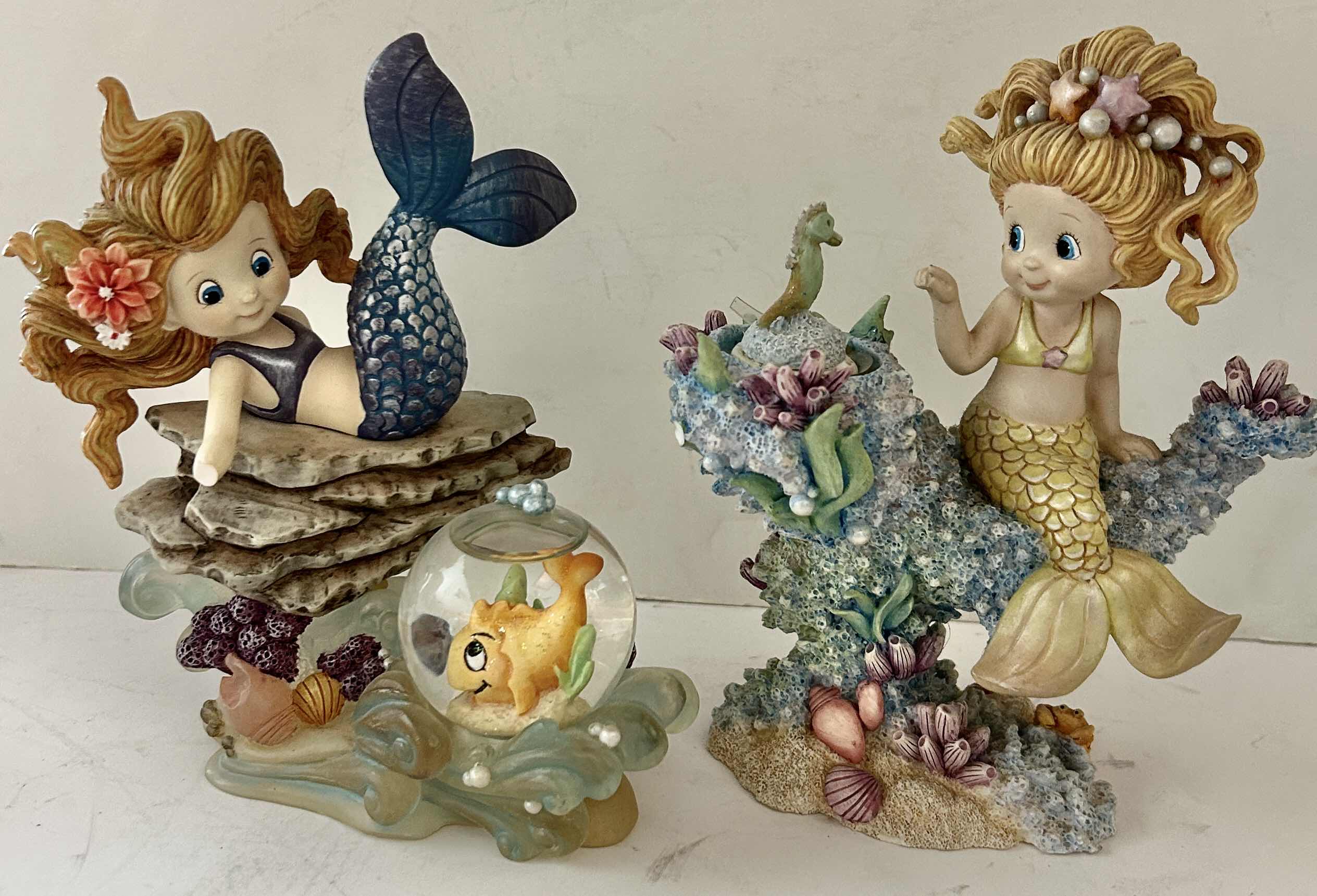 Photo 1 of 2 VINTAGE HAMILTON COLLECTION RAINBOW REEF HAND-PAINTED MERMAID FIGURINES