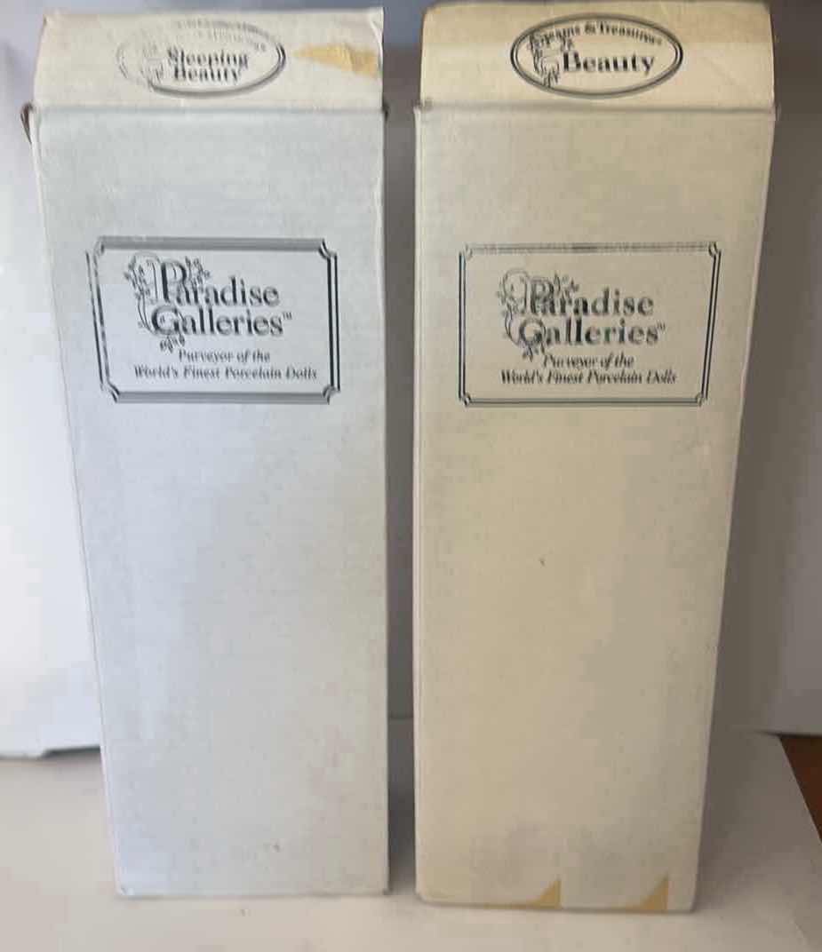 Photo 1 of 2-NIB SLEEPING BEAUTY & BEAUTY PORCELAIN DOLLS