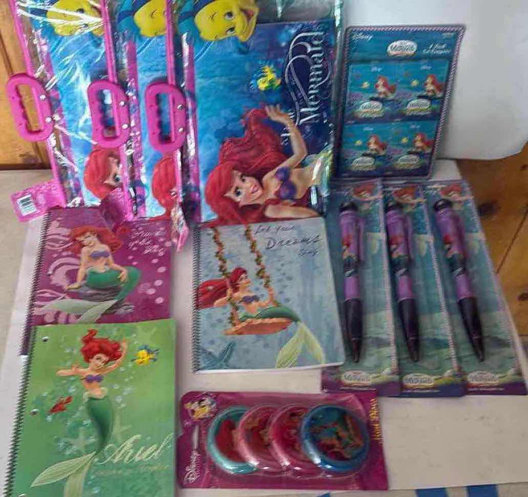 Photo 1 of 11- DISNEY ARIEL PENS/NOTEBOOKS/CRAYONS/BAGS