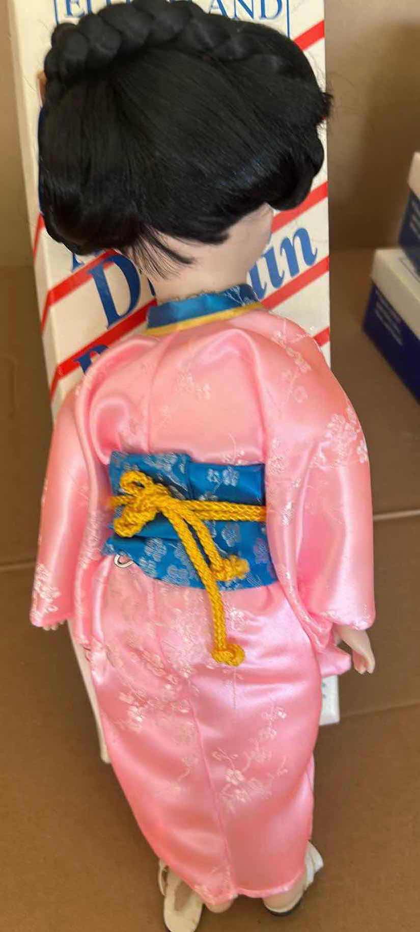 Photo 1 of VINTAGE MUSICAL PORCELAIN DOLL 16" FROM HERITAGE MINT AMERICAN DREAMS " SUMI" FROM JAPAN IN ORIGINAL BOX $35