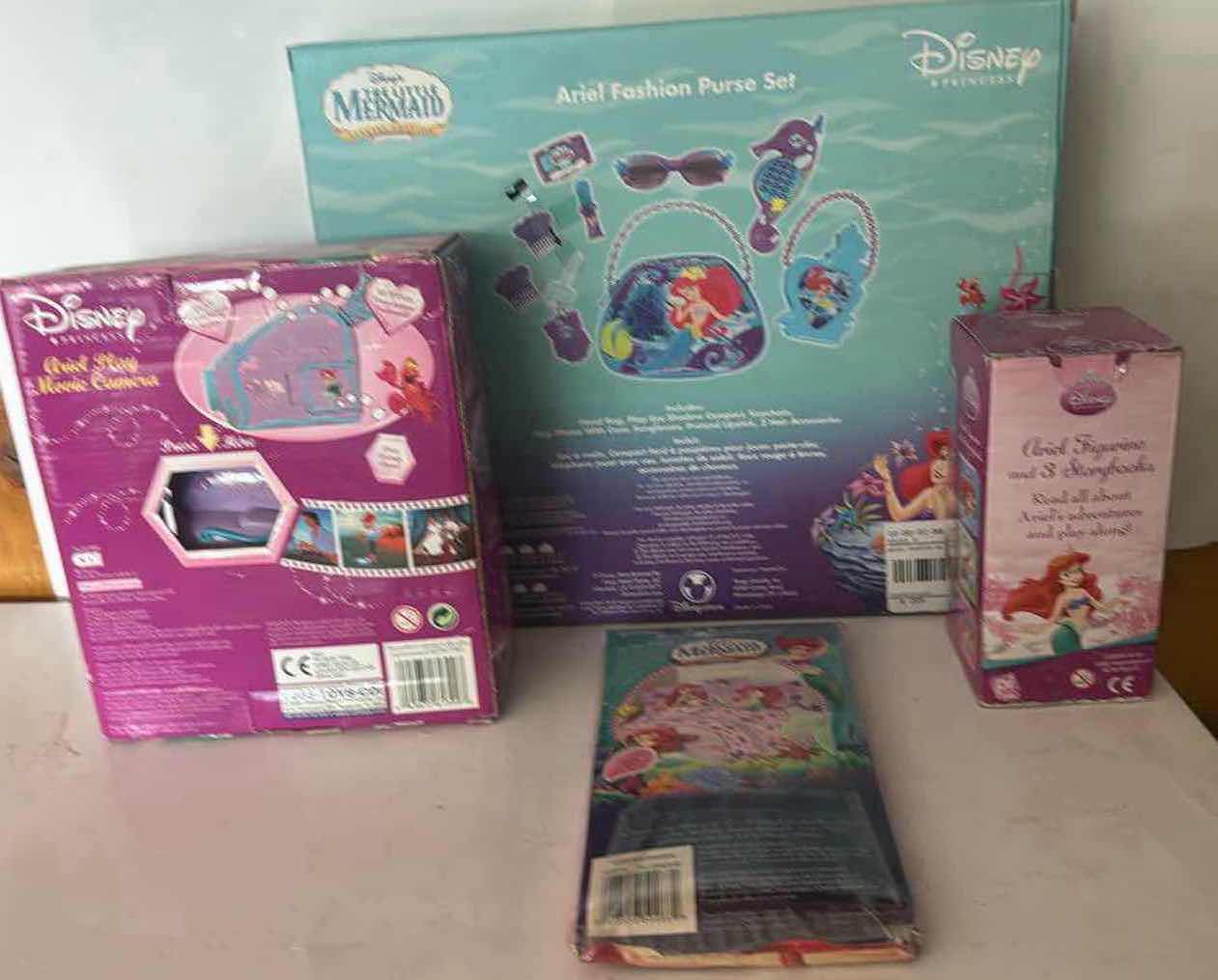 Photo 1 of 4- NIB DISNEY ARIEL PILLOWCASE/ MOVIE CAMERA/PURSE SET/STORYBOOKS $50