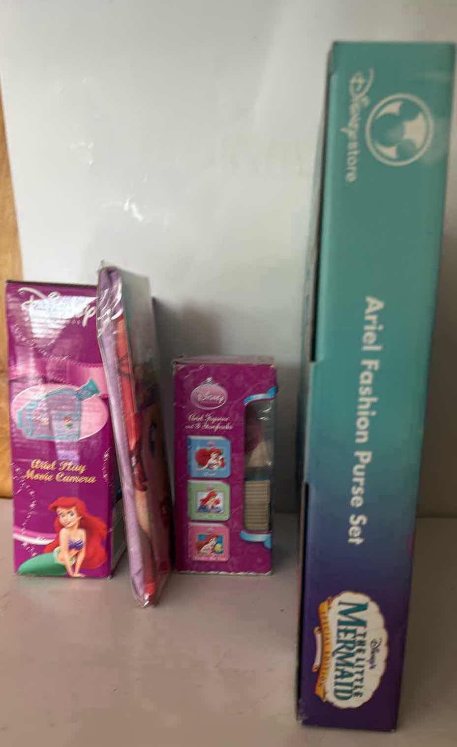 Photo 1 of 4- NIB DISNEY ARIEL PILLOWCASE/ MOVIE CAMERA/PURSE SET/STORYBOOKS $50