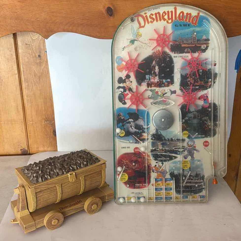 Photo 1 of 2- VINTAGE DISNEYLAND PINBALL GAME & POPCORN BUCKET