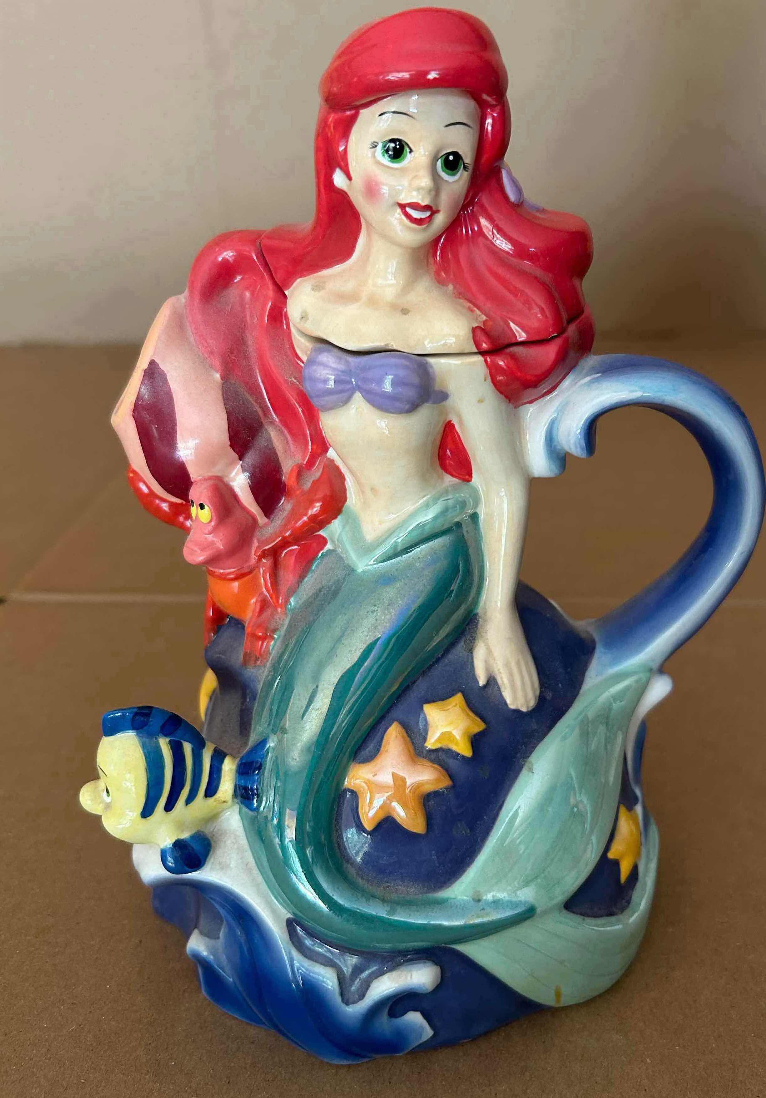 View 1 of VINTAGE DISNEY ARIEL CERAMIC TEAPOT H 9" $35