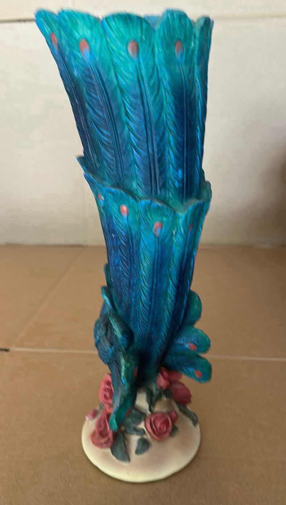 Photo 1 of TOUCH OF CLASS RESIN HAND-PAINTED PEACOCK GARDEN H 15"