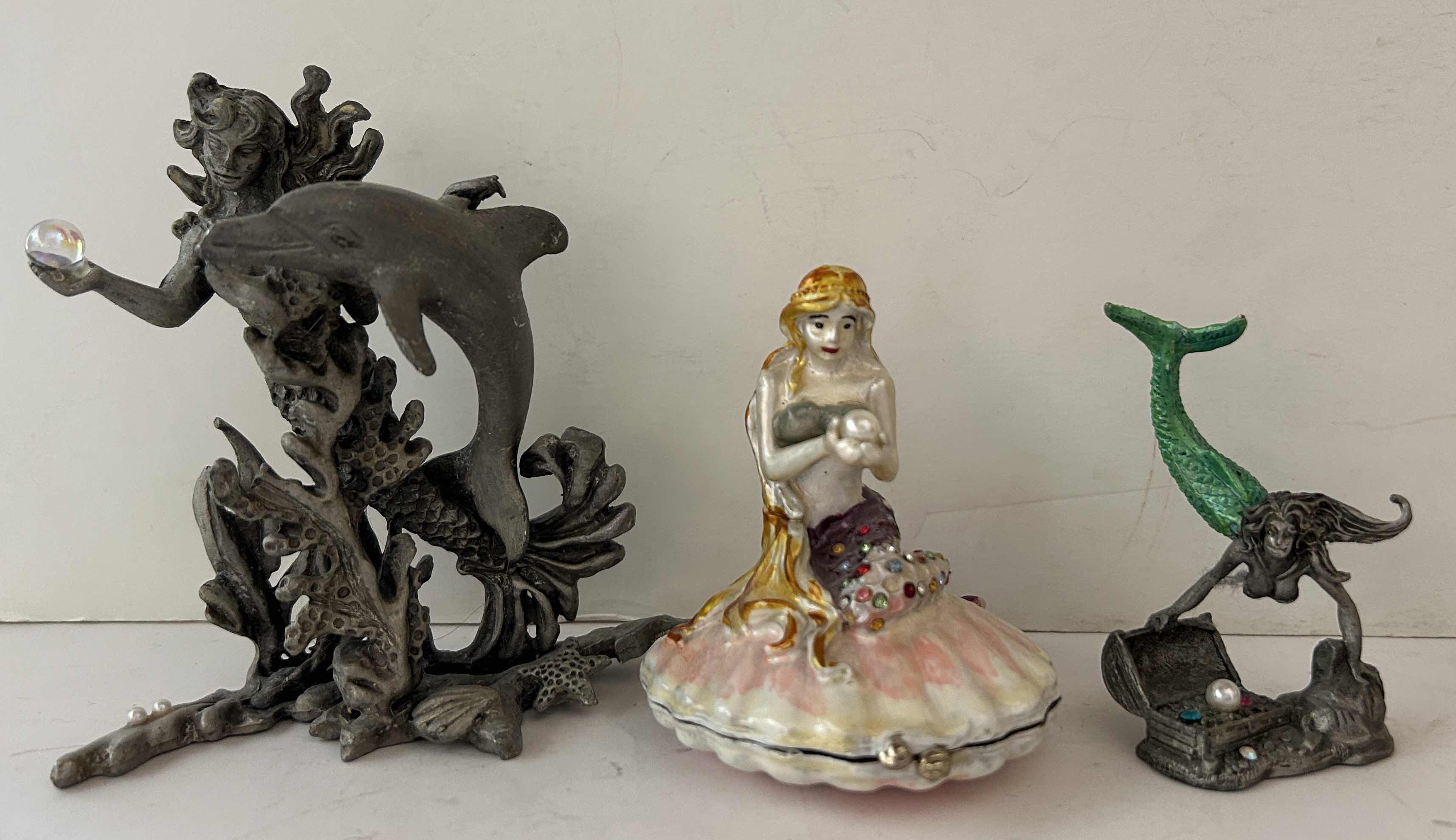 Photo 1 of 3 METAL MERMAID FIGURINES TALLEST 4.5”