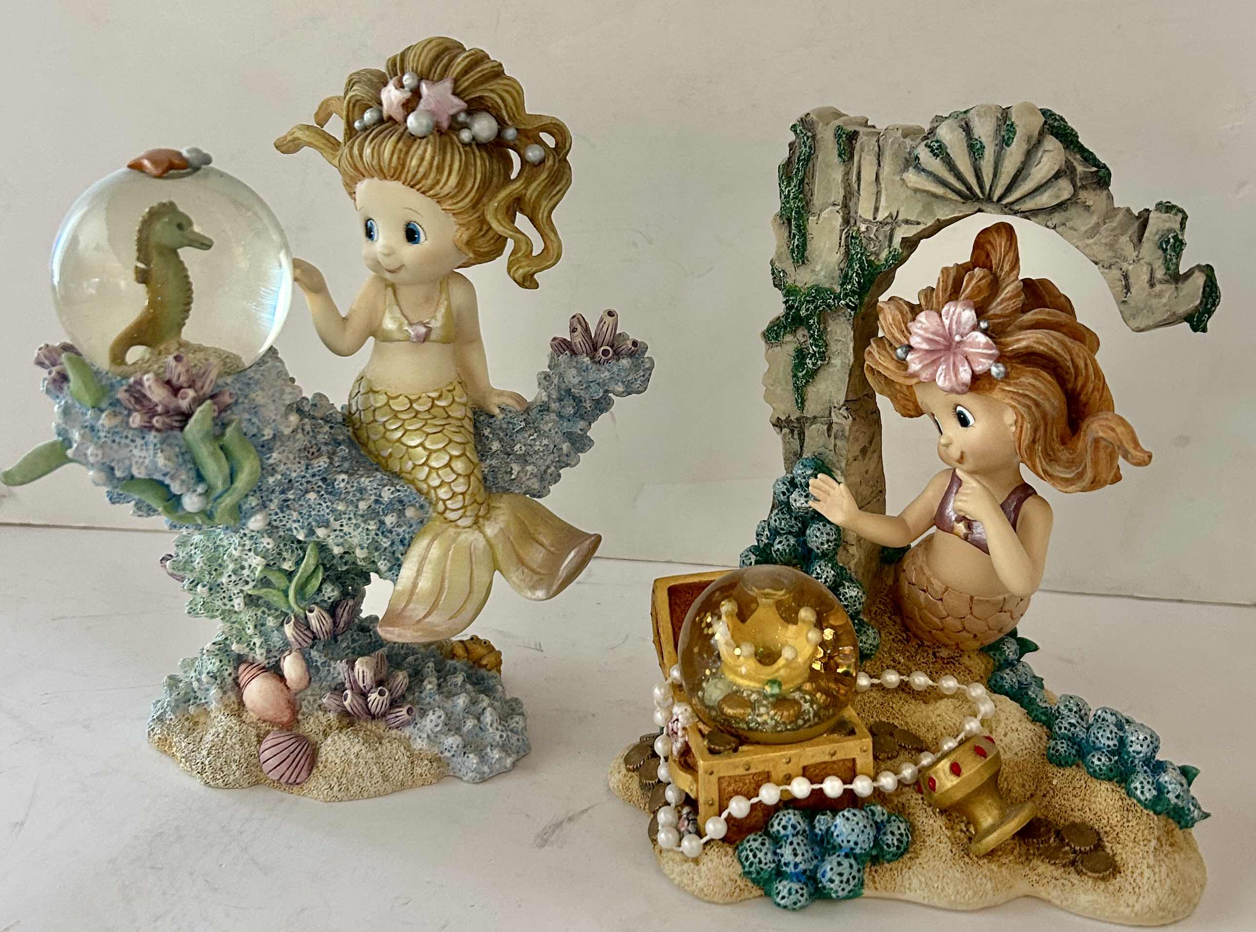 Photo 1 of 2 HAMILTON COLLECTION RAINBOW REEF HAND-PAINTED MERMAID FIGURINES