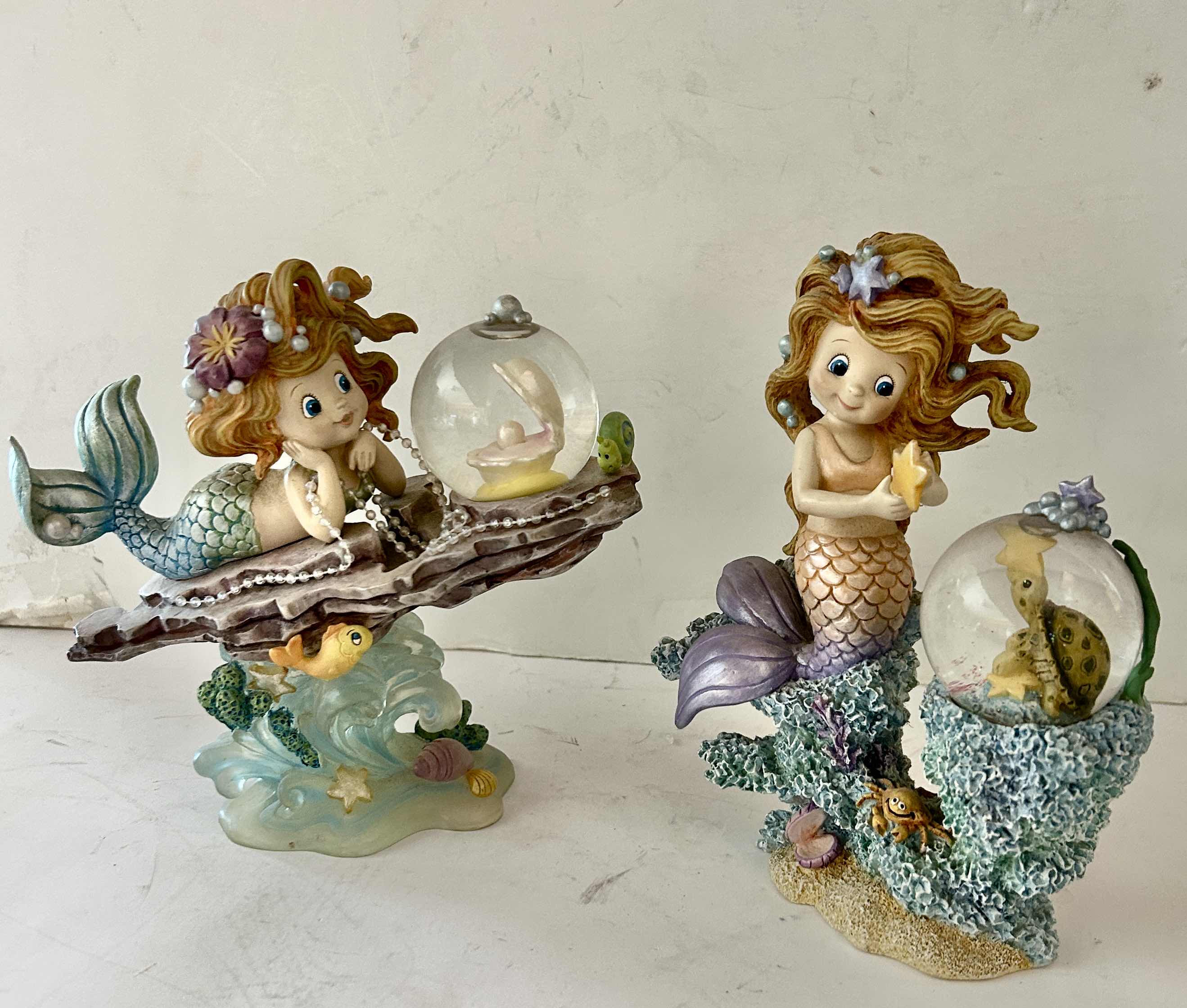 Photo 1 of 2 VINTAGE HAMILTON COLLECTION RAINBOW REEF HAND-PAINTED MERMAID FIGURINES $50