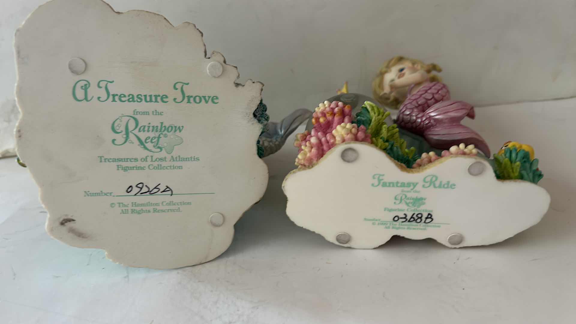 Photo 1 of 2-VINTAGE HAMILTON COLLECTION RAINBOW REEF HAND-PAINTED MERMAID FIGURINES