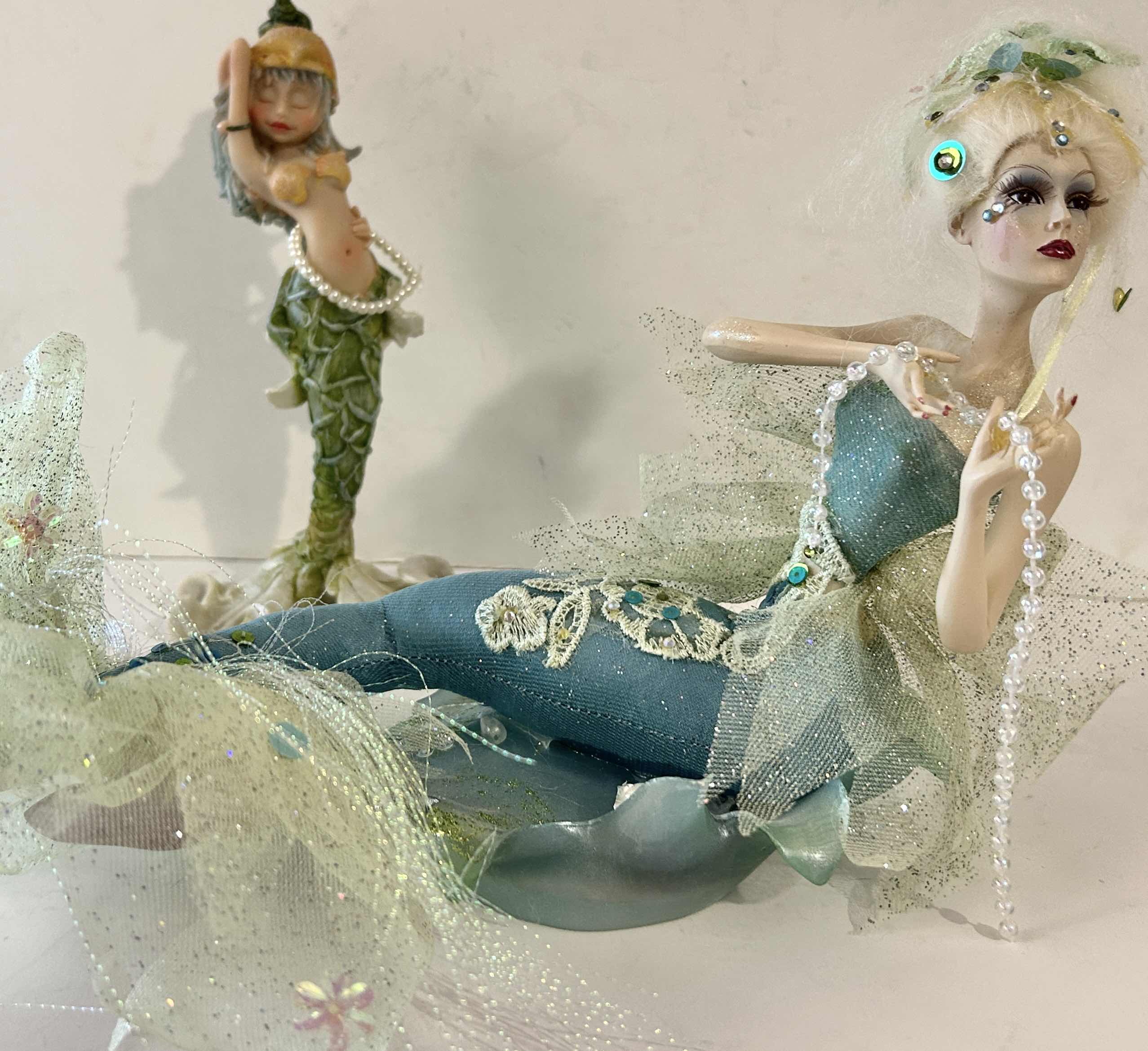Photo 1 of HAND-CRAFTED FANTASY ART MERMAID & RESIN MERMAID FIGURINE H8”