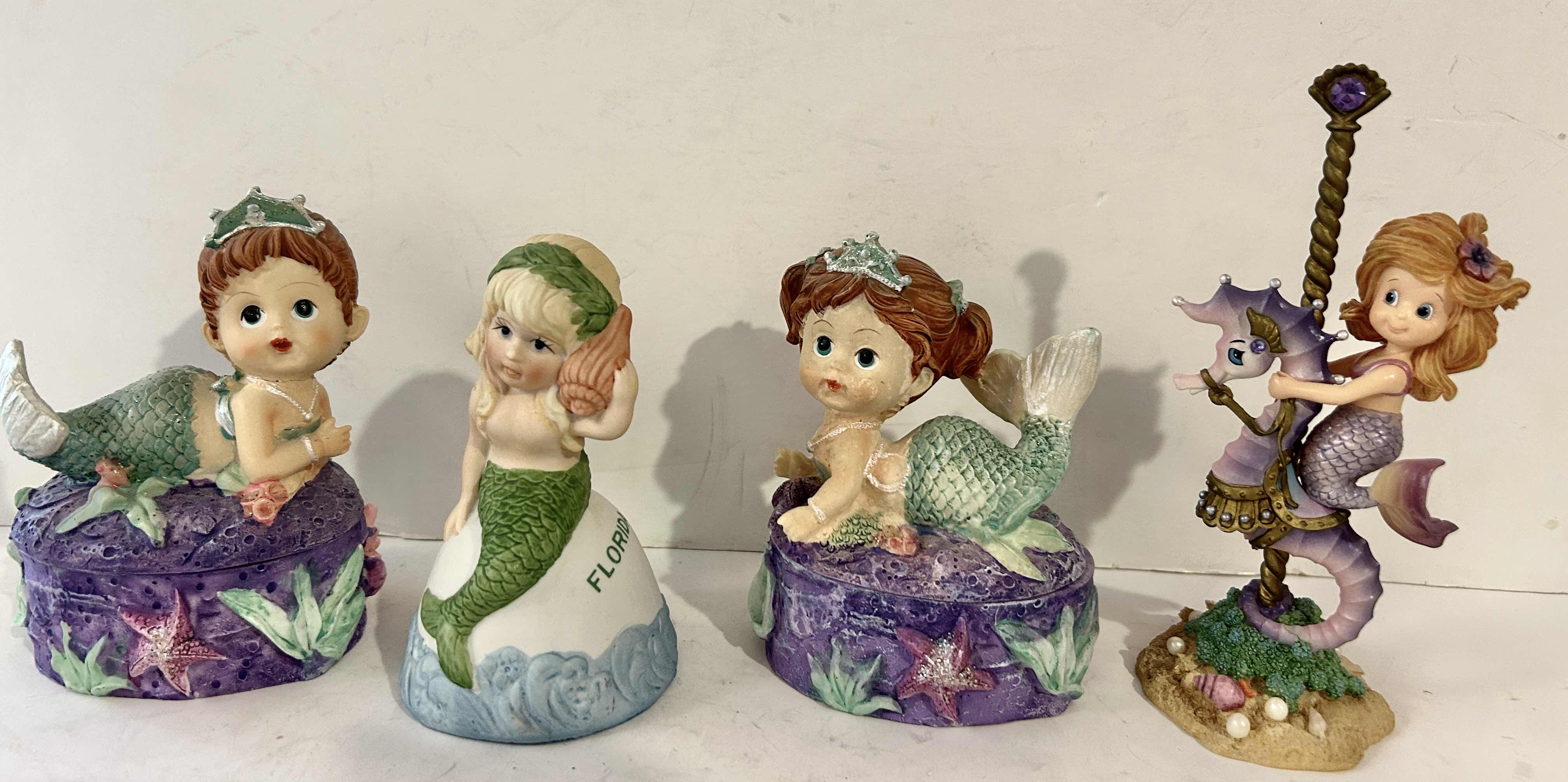 Photo 1 of 4 - MERMAID FIGURINES, BELL AND TRINKET BOXES