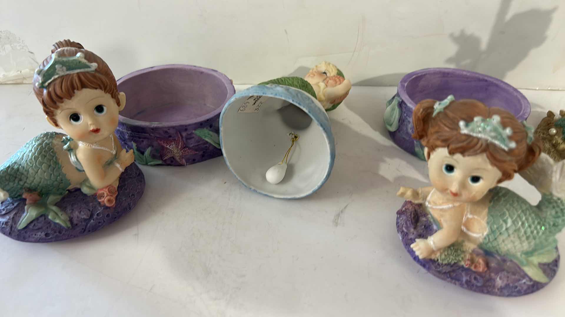 Photo 1 of 4 - MERMAID FIGURINES, BELL AND TRINKET BOXES