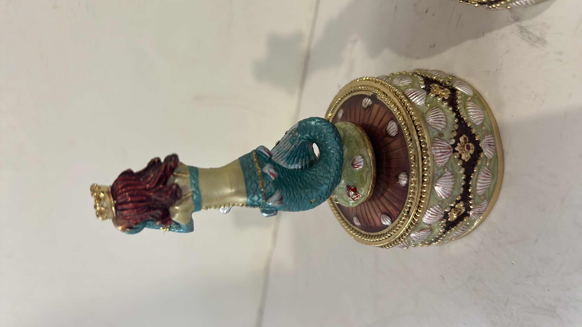 Photo 1 of 2- JEWELED AND ENAMELED MERMAID MUSIC BOXES H5”