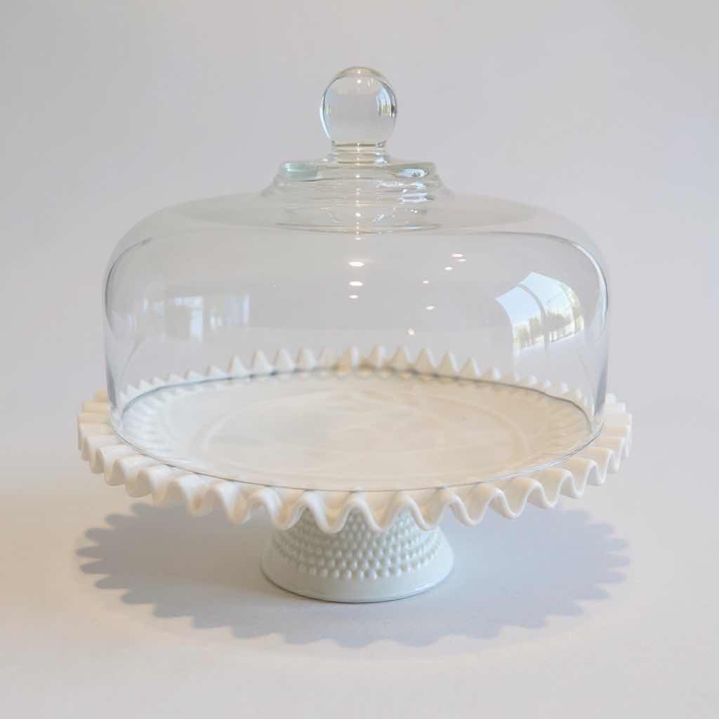 Photo 1 of VINTAGE MILK WHITE CAKE BASE W GLASS COVER