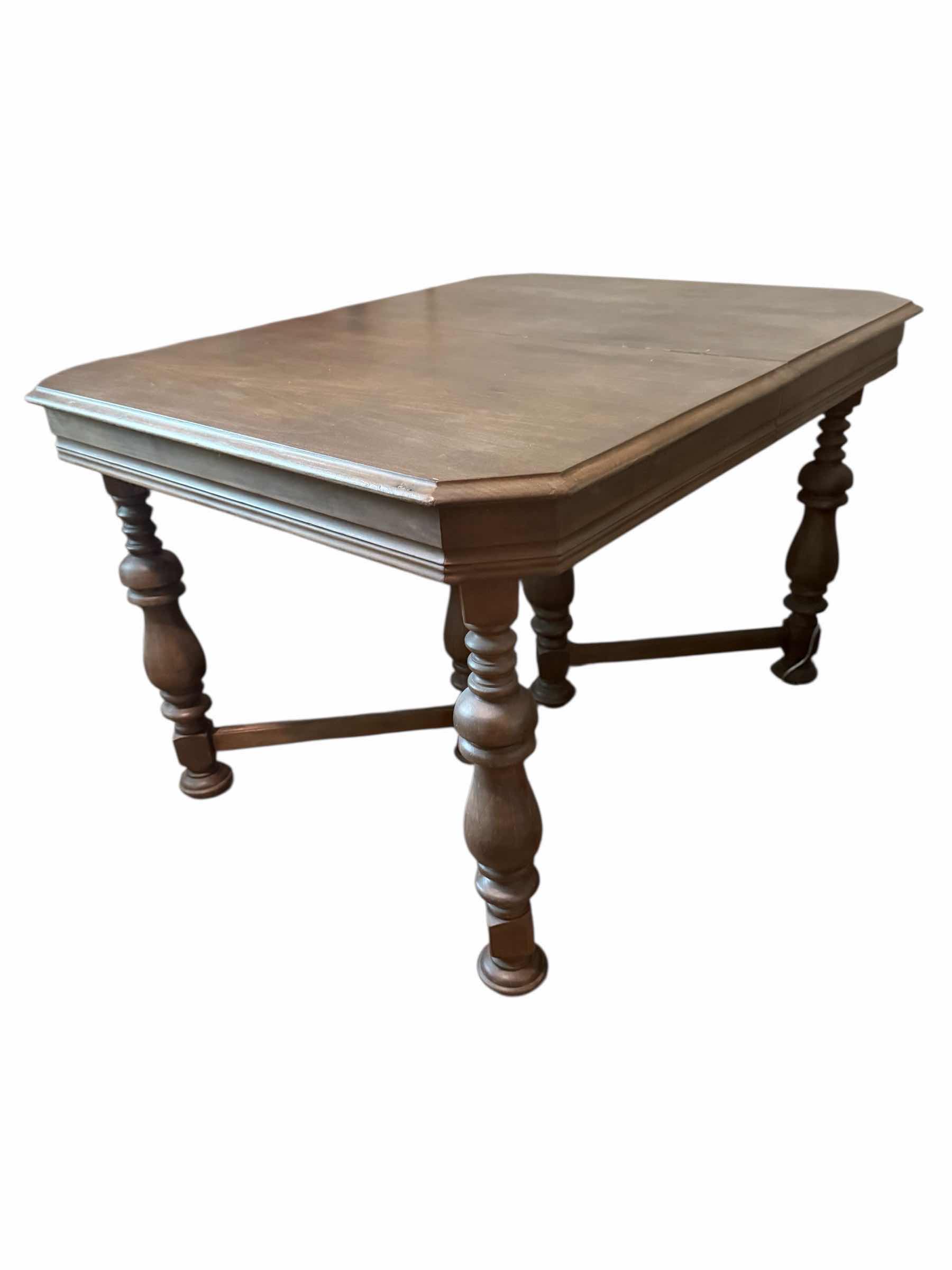 Photo 1 of DARK STAINED WOOD EXTENSION DINING TABLE 47”x38” H30” (EXTENSION W 12”)