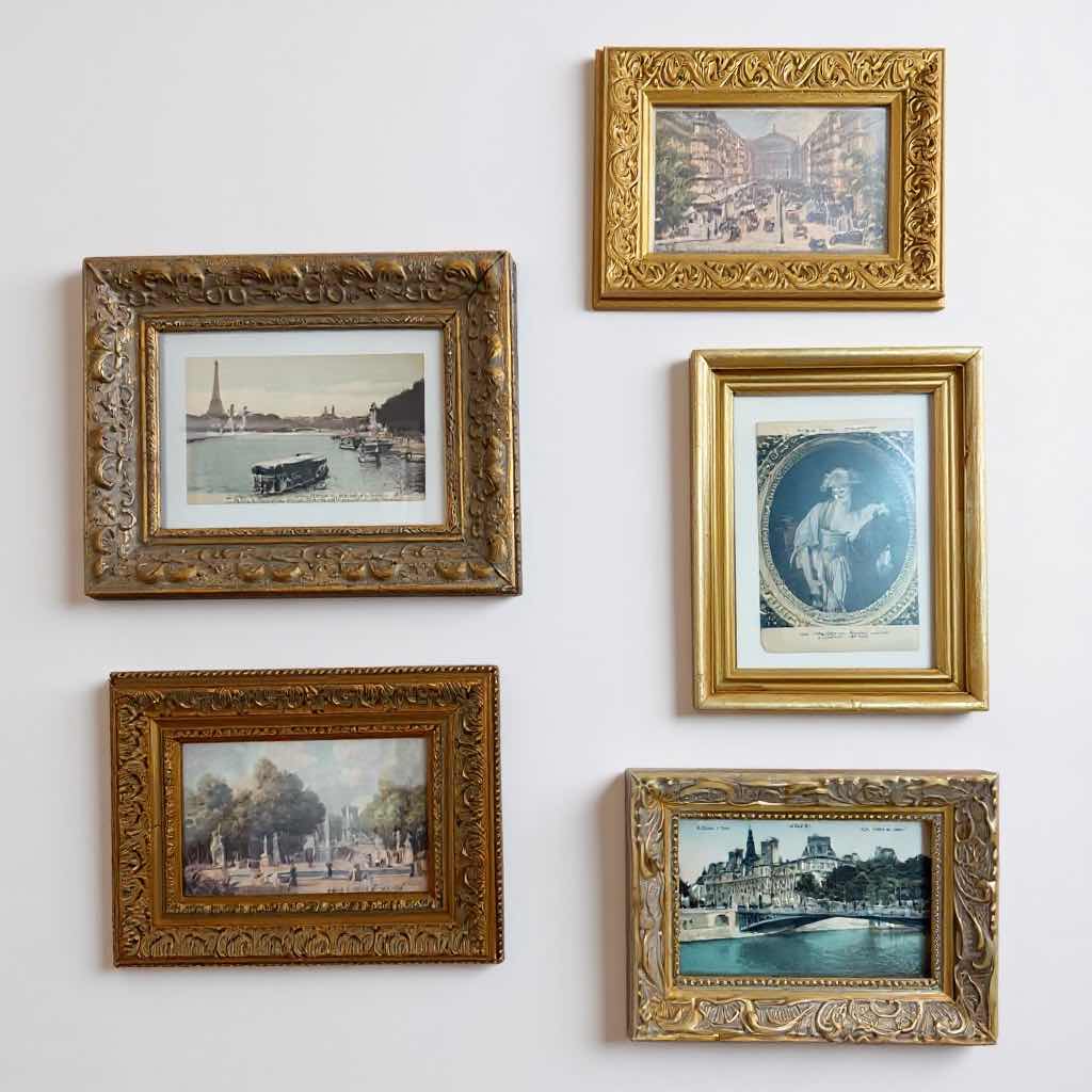 Photo 1 of 5-GOLD FRAMED VINTAGE & ANTIQUE POST CARDS