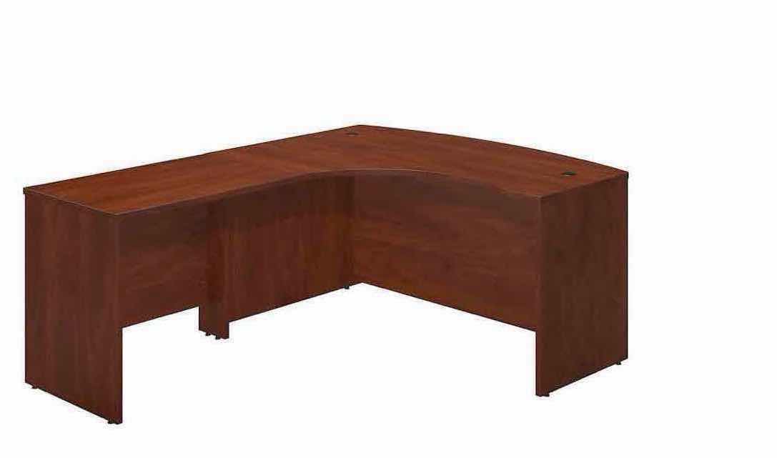 Photo 1 of BOWFRONT CHERRY FINISH TOP W BLACK BOTTOM L SHAPE OFFICE DESK 78"X 58"