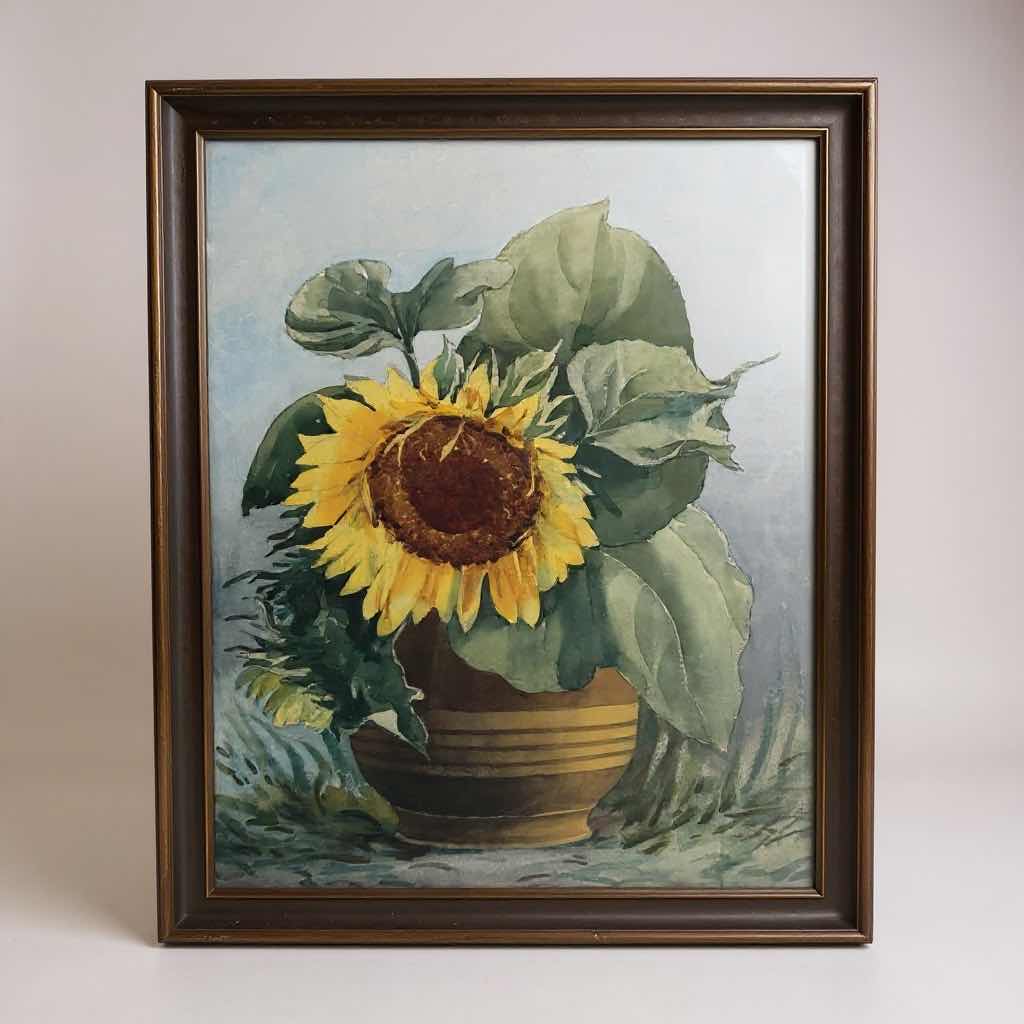Photo 1 of WOOD FRAMED “SUNFLOWERS” PRINT ARTWORK BY L. RITTER 17”x22’