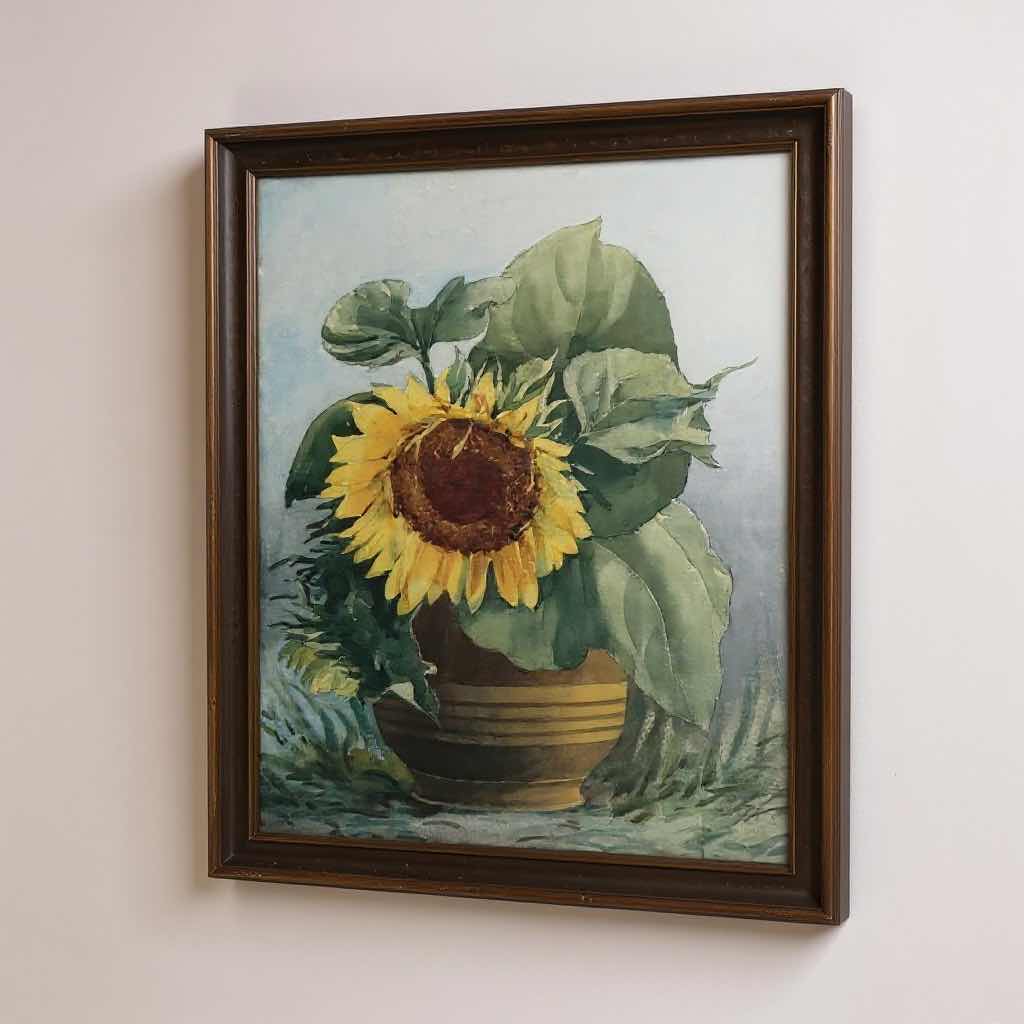 Photo 1 of WOOD FRAMED “SUNFLOWERS” PRINT ARTWORK BY L. RITTER 17”x22’