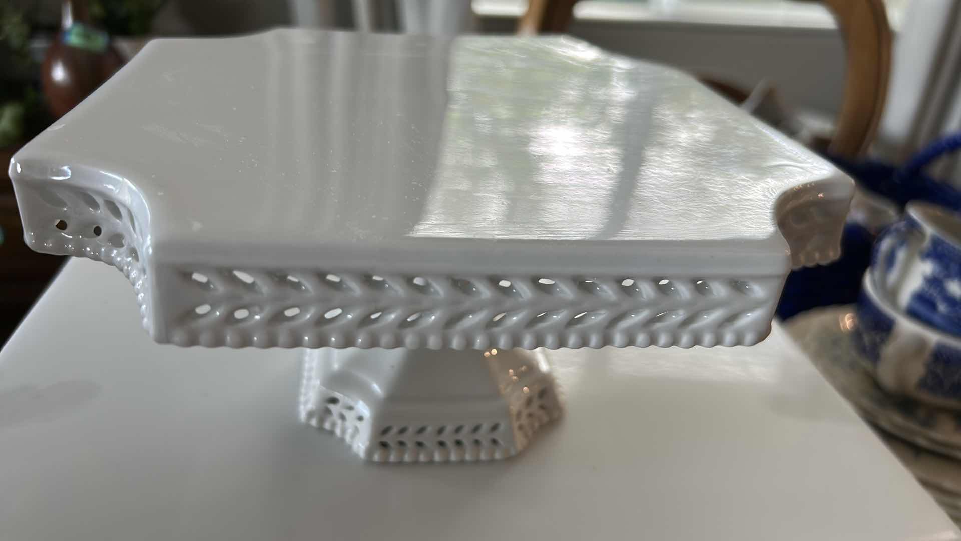 Photo 1 of 2 MILK WHITE CERAMIC CAKE STANDS 8" 13"