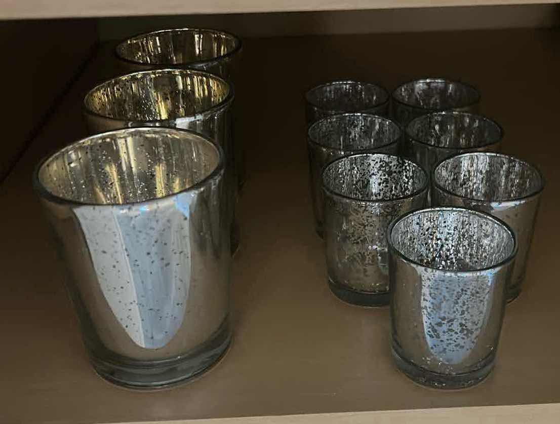 Photo 1 of 10 SILVER GLASS CANDLE HOLDERS
