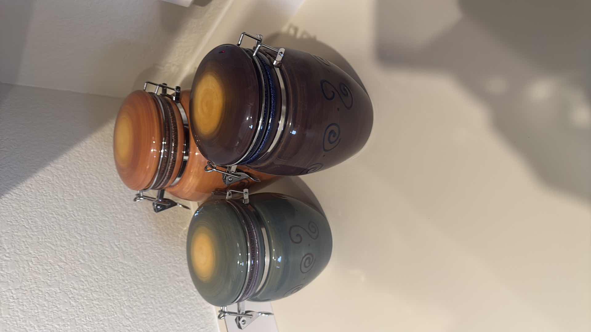 Photo 1 of HAND-PAINTED 3PC CERAMIC CANISTER SET