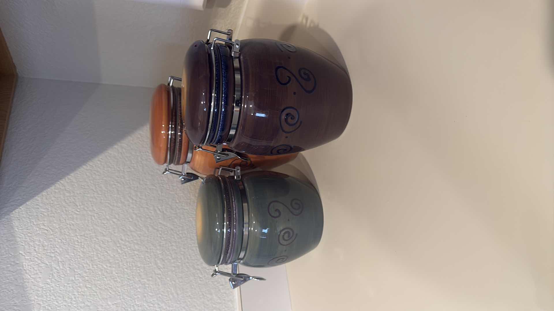 Photo 1 of HAND-PAINTED 3PC CERAMIC CANISTER SET