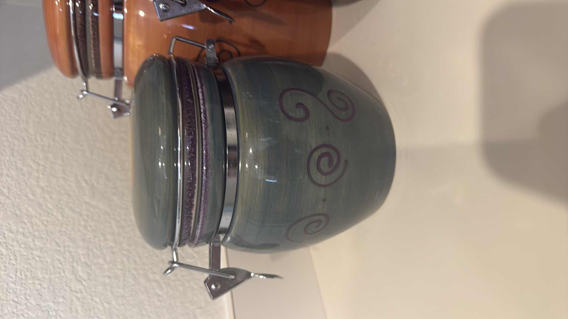 Photo 1 of HAND-PAINTED 3PC CERAMIC CANISTER SET
