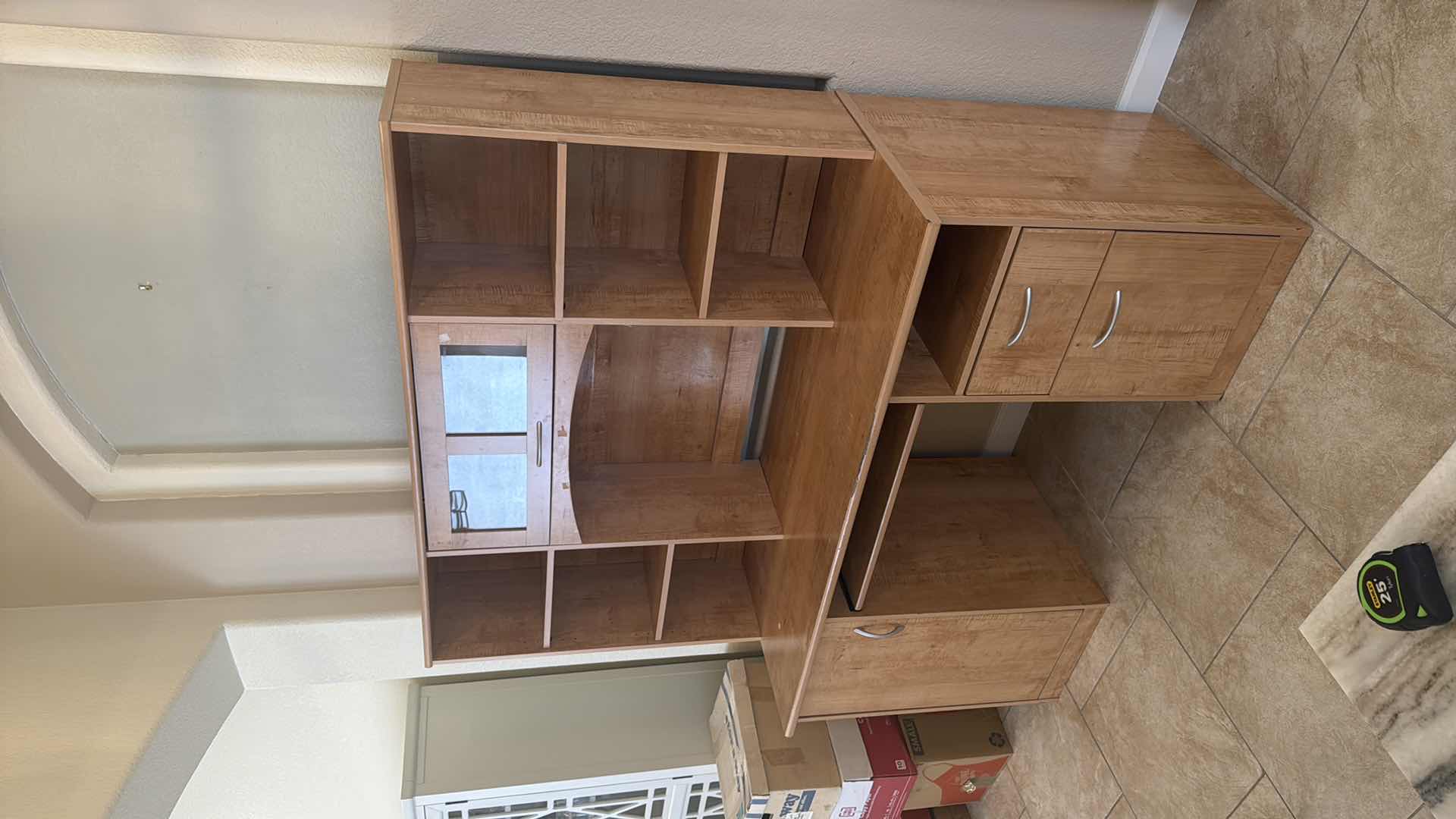 Photo 1 of PRESSED OAK WOOD COMPUTER DESK W HUTCH 56” x 23” H30”