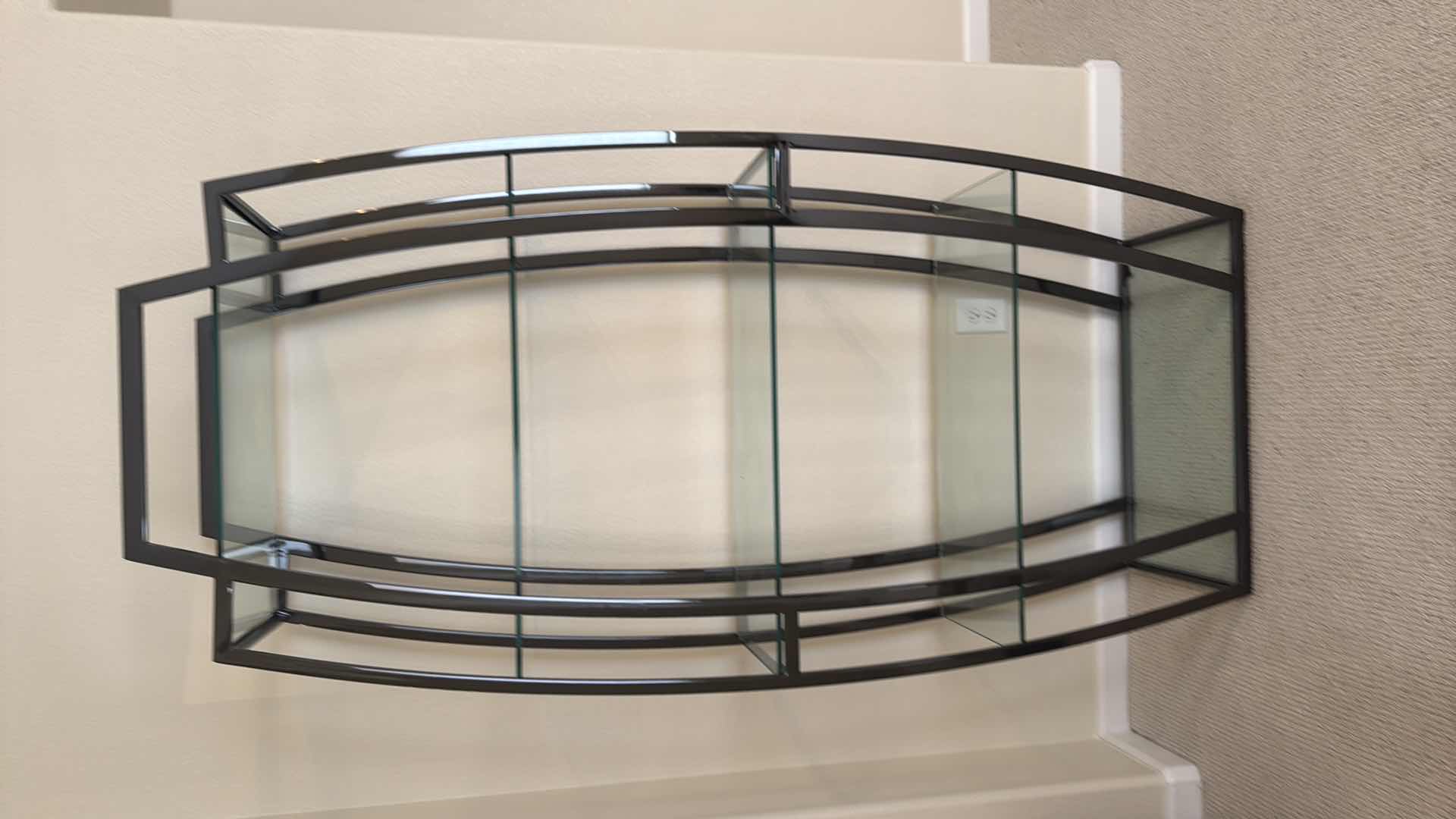 Photo 1 of POLISHED BRUSH NICKEL & GLASS ETAGERE DISPLAY SHELF 39” x 15” H36”