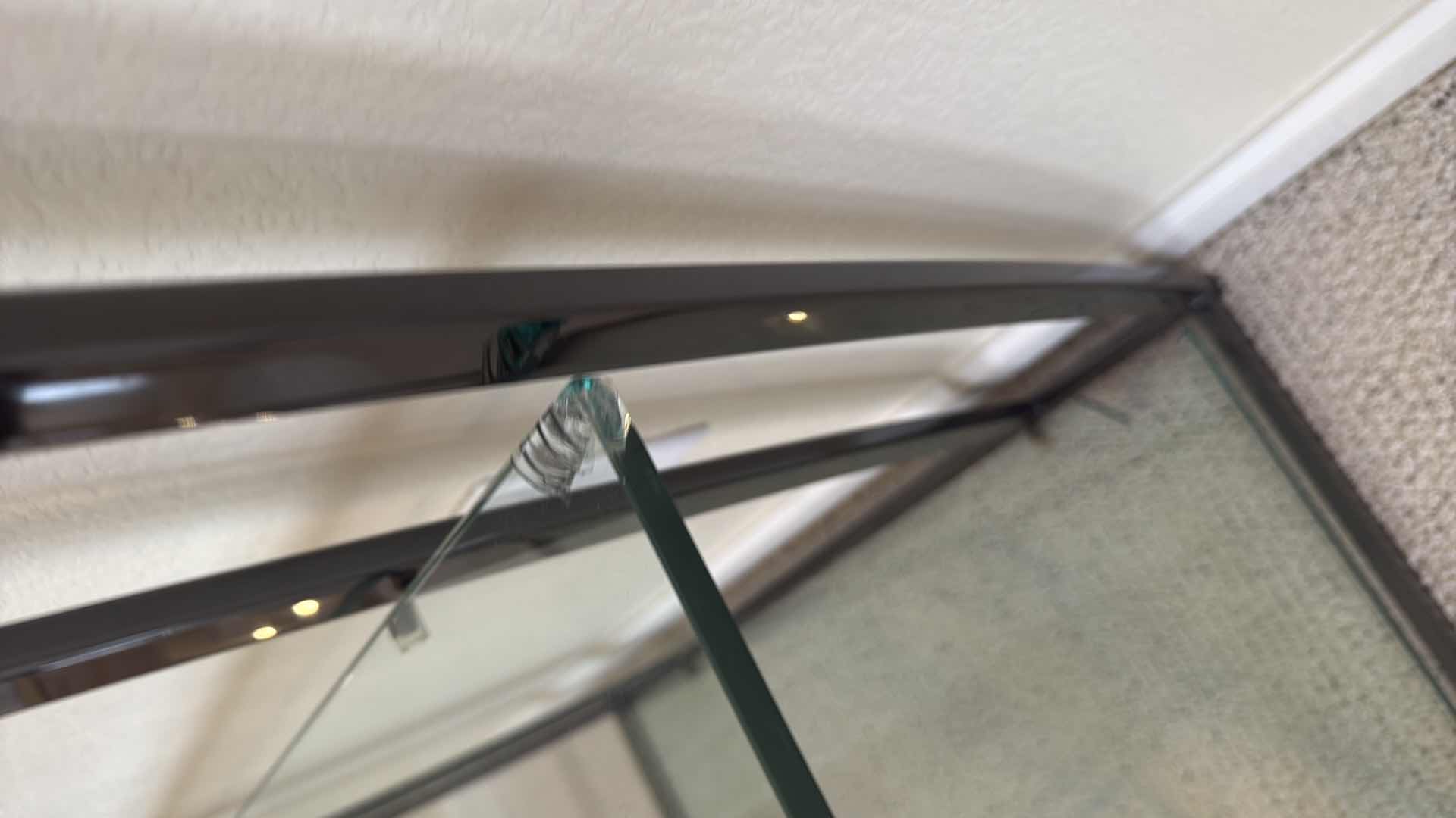 Photo 1 of POLISHED BRUSH NICKEL & GLASS ETAGERE DISPLAY SHELF 39” x 15” H36”