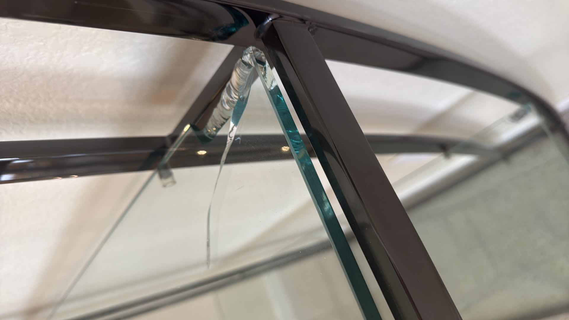 Photo 1 of POLISHED BRUSH NICKEL & GLASS ETAGERE DISPLAY SHELF 39” x 15” H36”