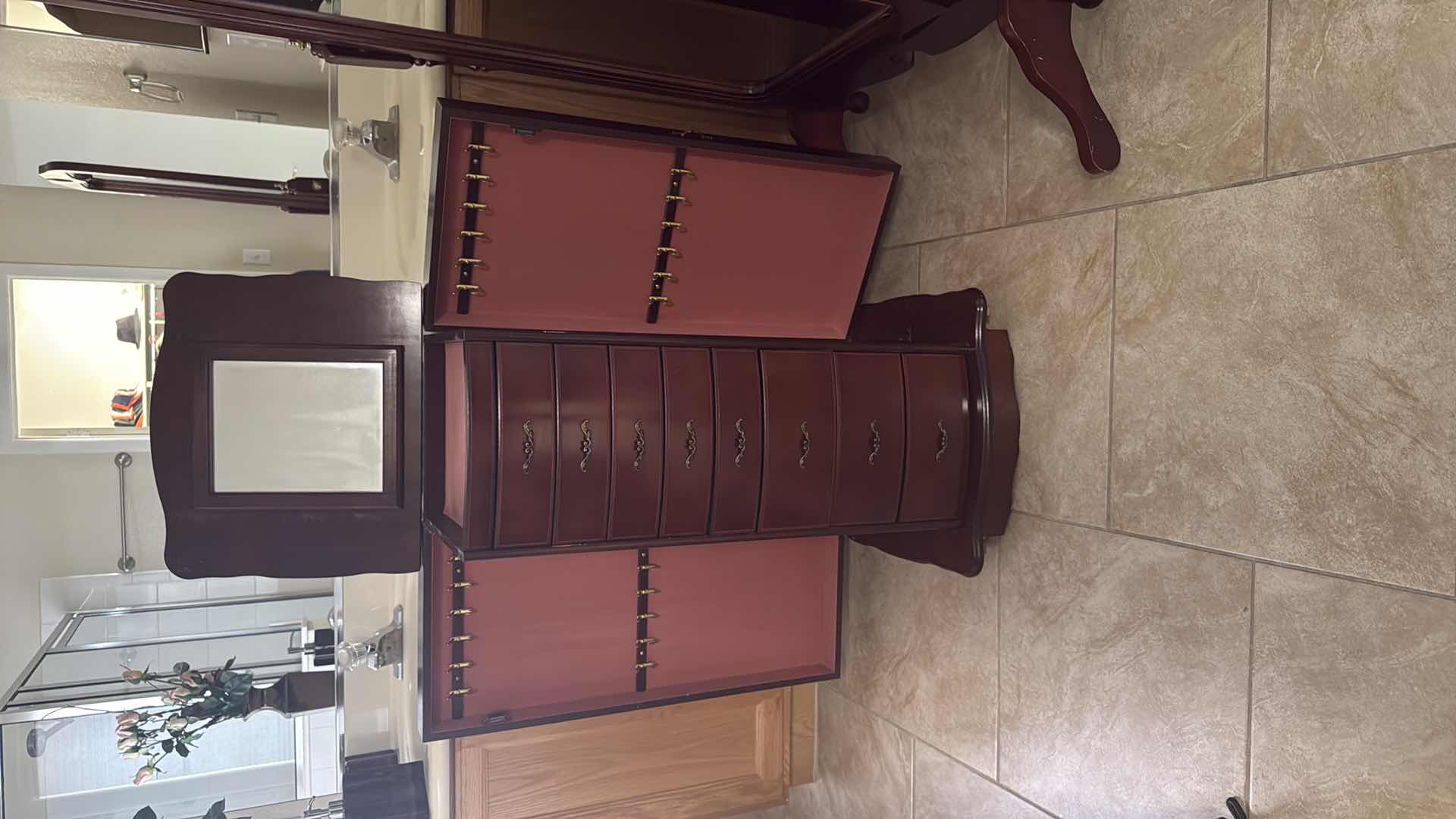 Photo 1 of MAHOGANY JEWELRY CABINET 18” x 15” H34”