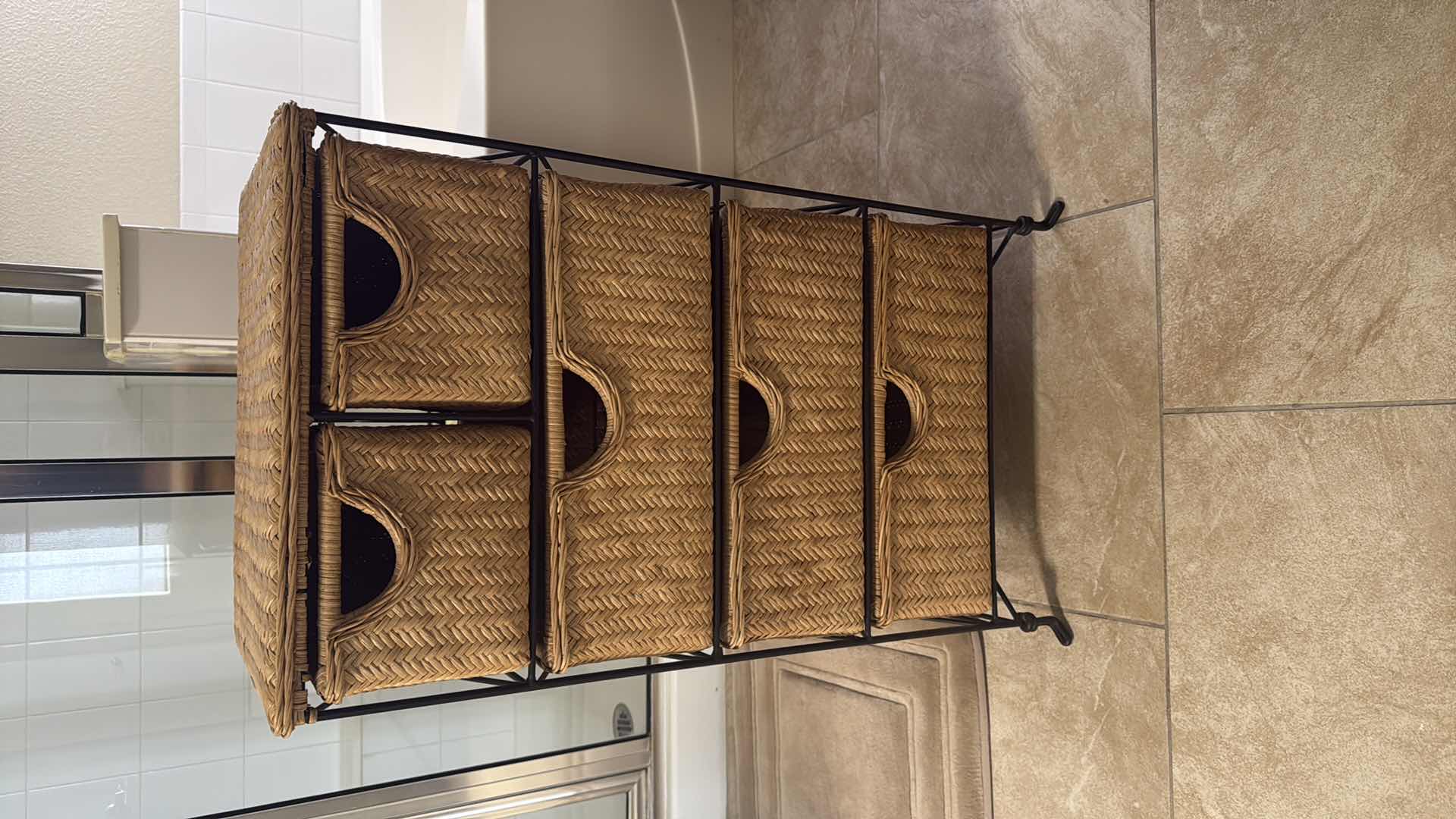 Photo 1 of 4D CONCEPT 5 DRAWER WICKER STORAGE UNIT W BLACK METAL FRAME 19” x 13” H33”