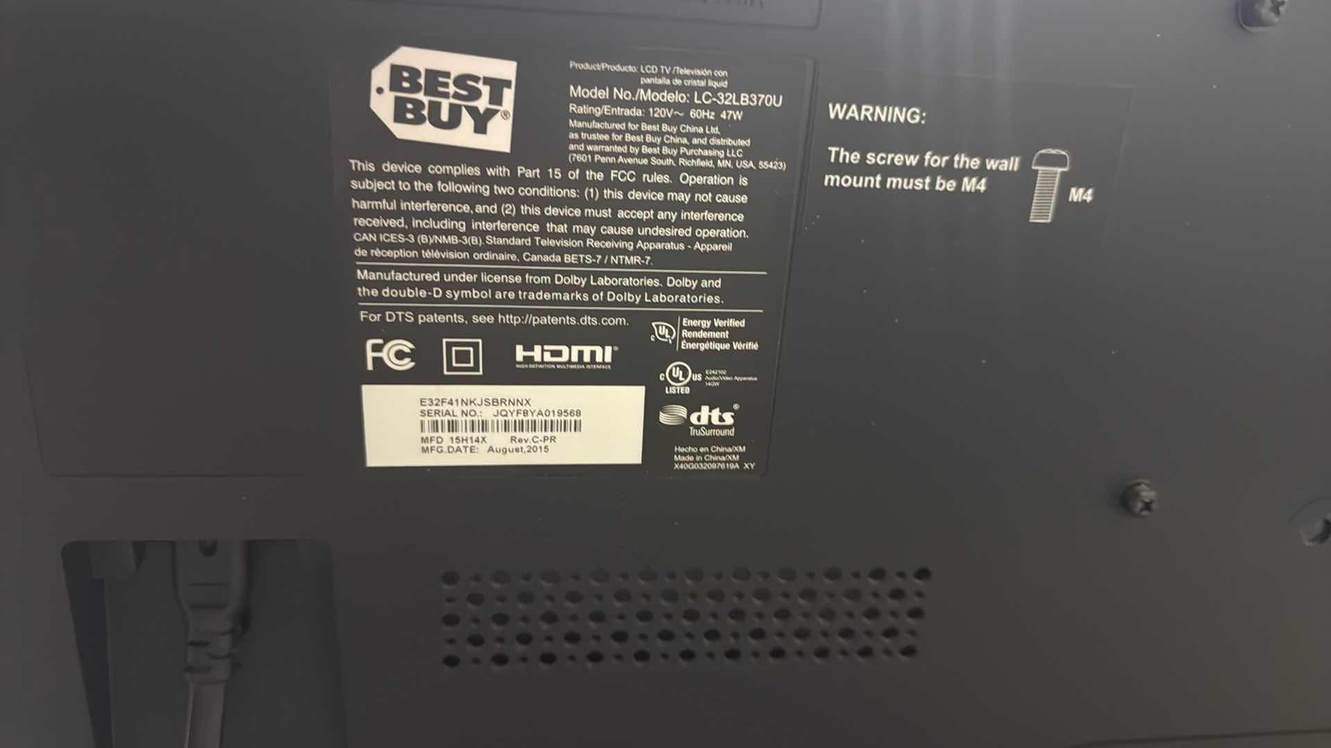 Photo 1 of 32” SHARP FLAT SCREEN TV W REMOTE