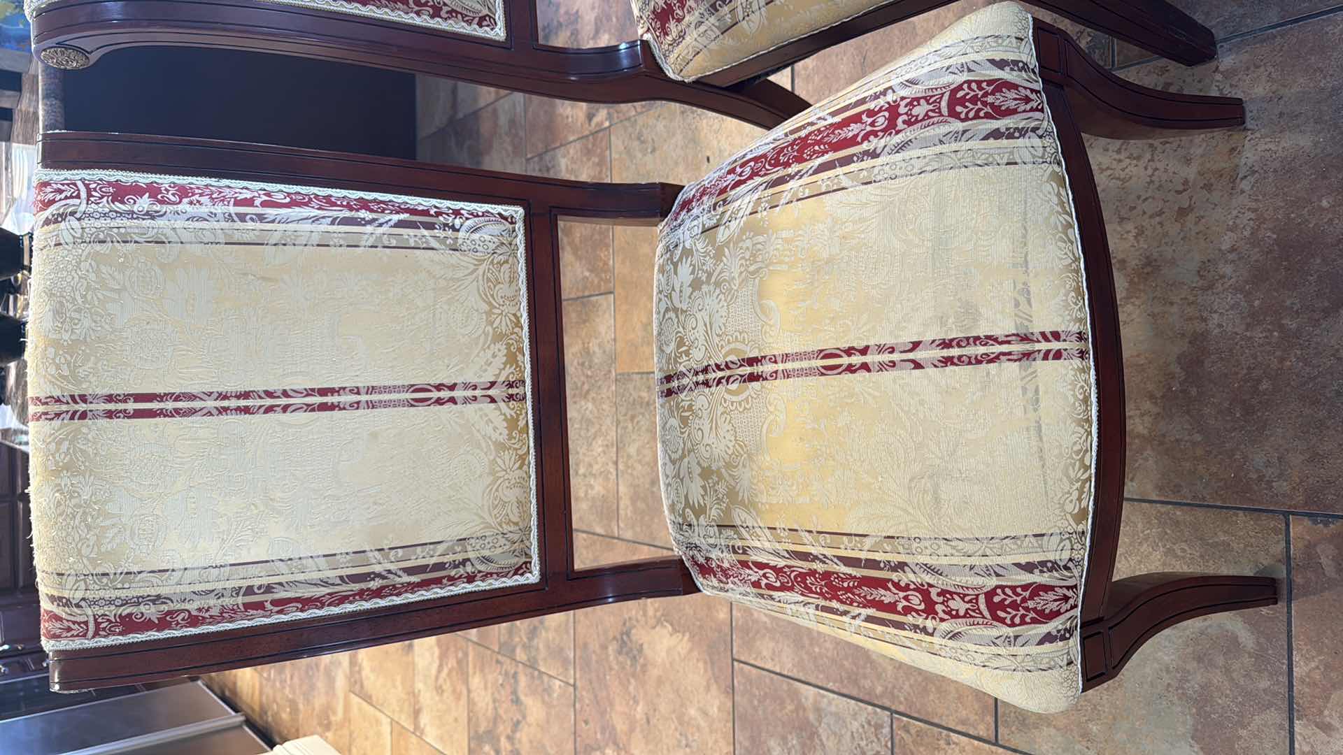 Photo 1 of 2-VERSACE-STYLE SIDE CHAIRS W STRIPED UPHOLSTERED SEATS & BACKS