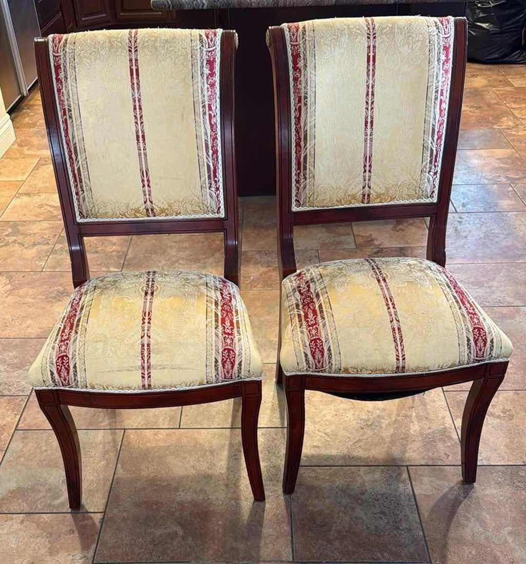 Photo 1 of 2-VERSACE-STYLE SIDE CHAIRS W STRIPED UPHOLSTERED SEATS & BACKS