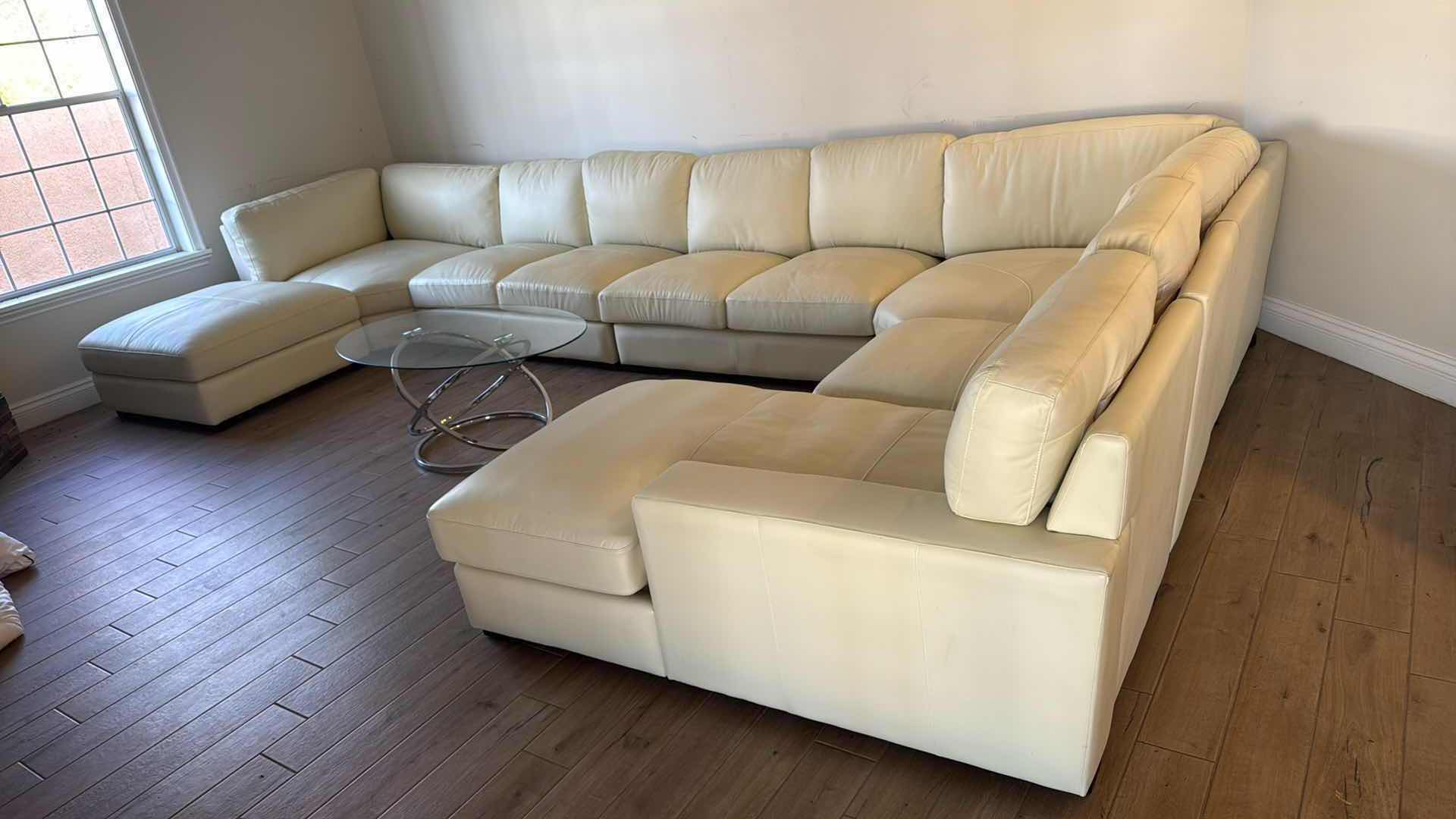 Photo 1 of WHITE LEATHER U-SHAPED SECTIONAL SOFA