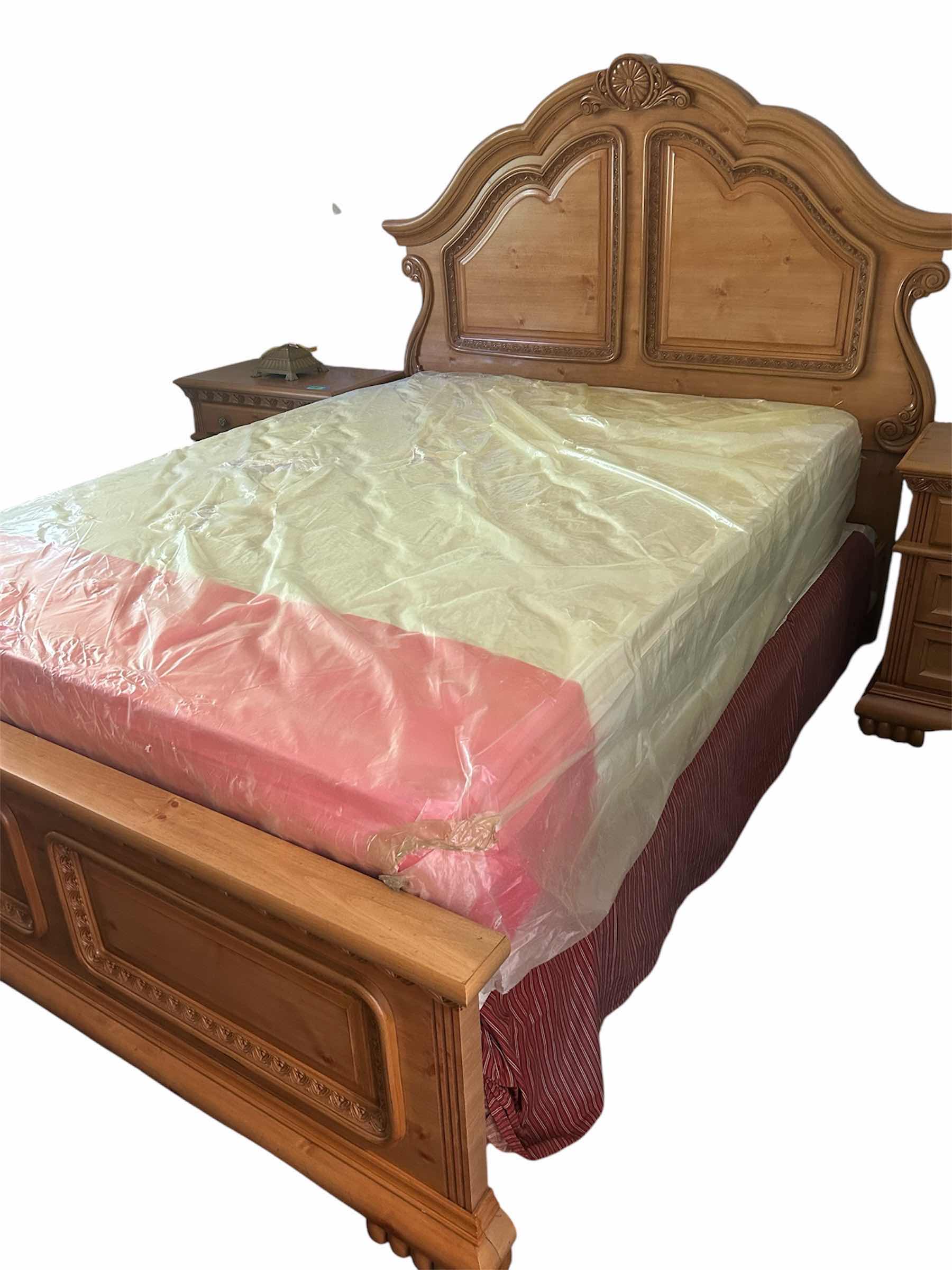Photo 1 of BARROW OAK QUEEN HEADBOARD FOOTBOARD MATTRESS SOLD SEPARATLY