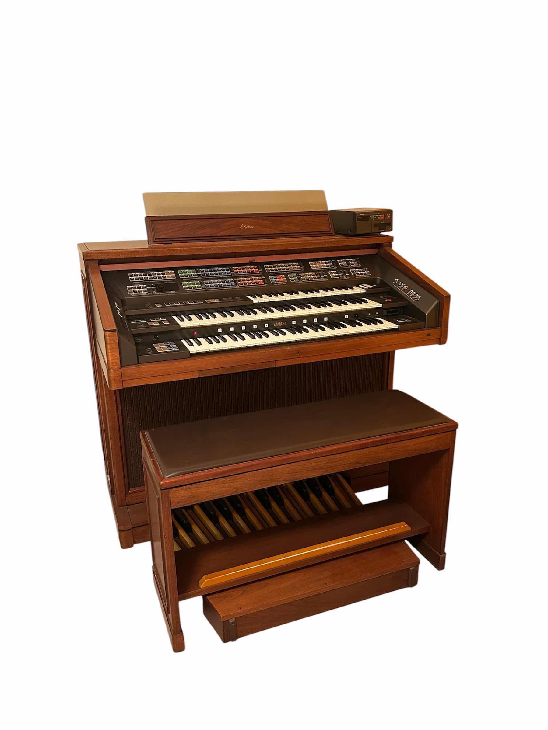 Photo 1 of VINTAGE YAMAHA ELECTONE FX-20 CONSOLE ORGAN W BENCH & SHEET MUSIC 52" X 31" H 46"