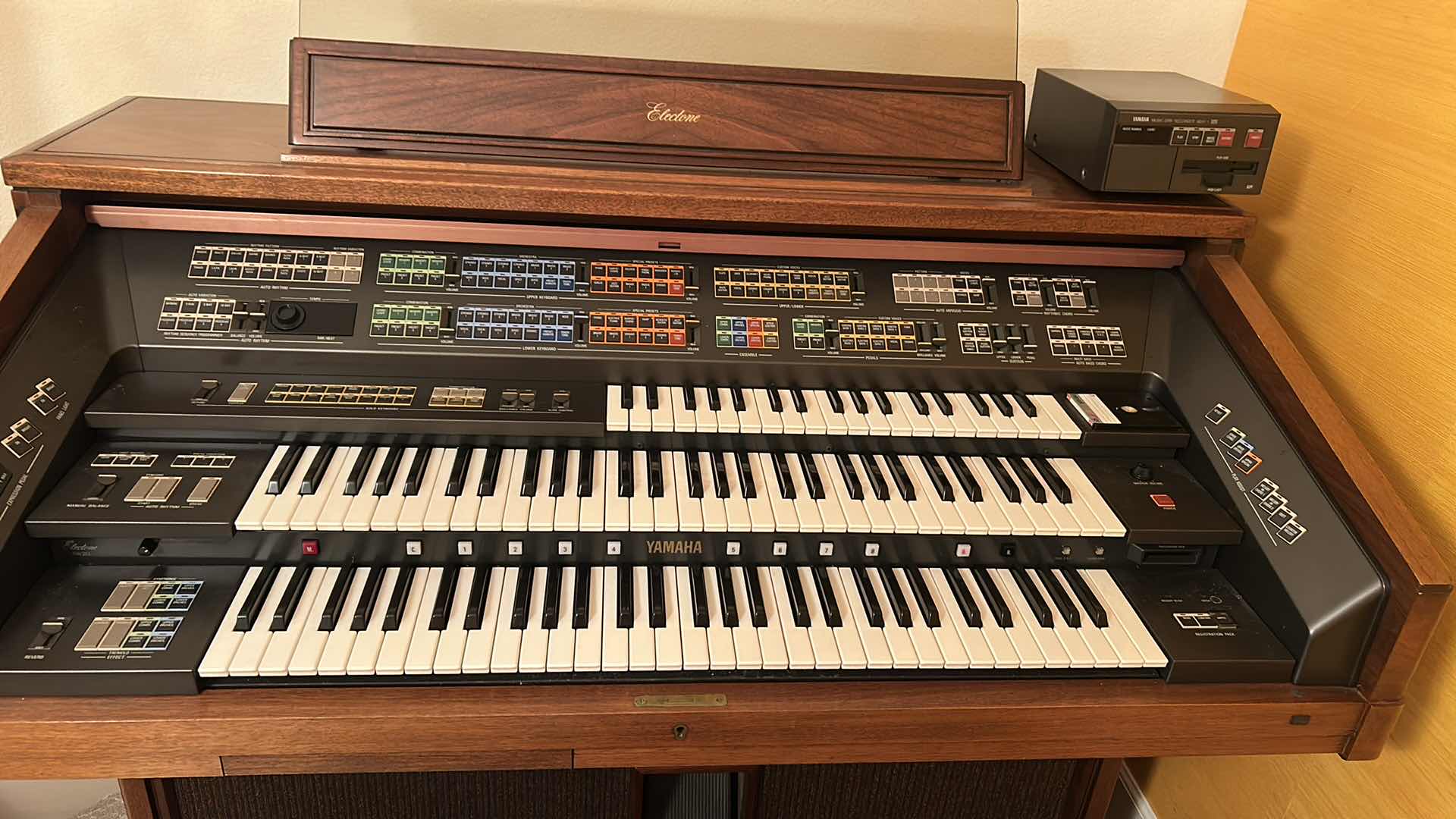 Photo 1 of VINTAGE YAMAHA ELECTONE FX-20 CONSOLE ORGAN W BENCH & SHEET MUSIC 52" X 31" H 46"