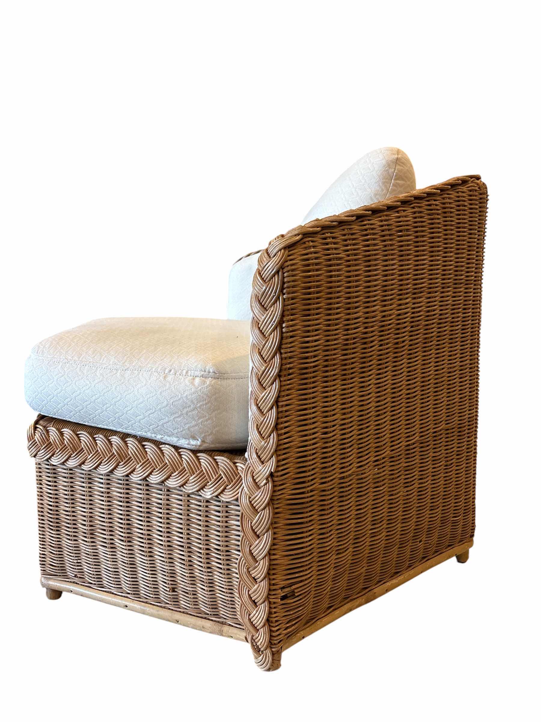 Photo 1 of VINTAGE BROWN JORDAN WOVEN RATTAN HEXAGON CHAIR 36”X30XH26.5”