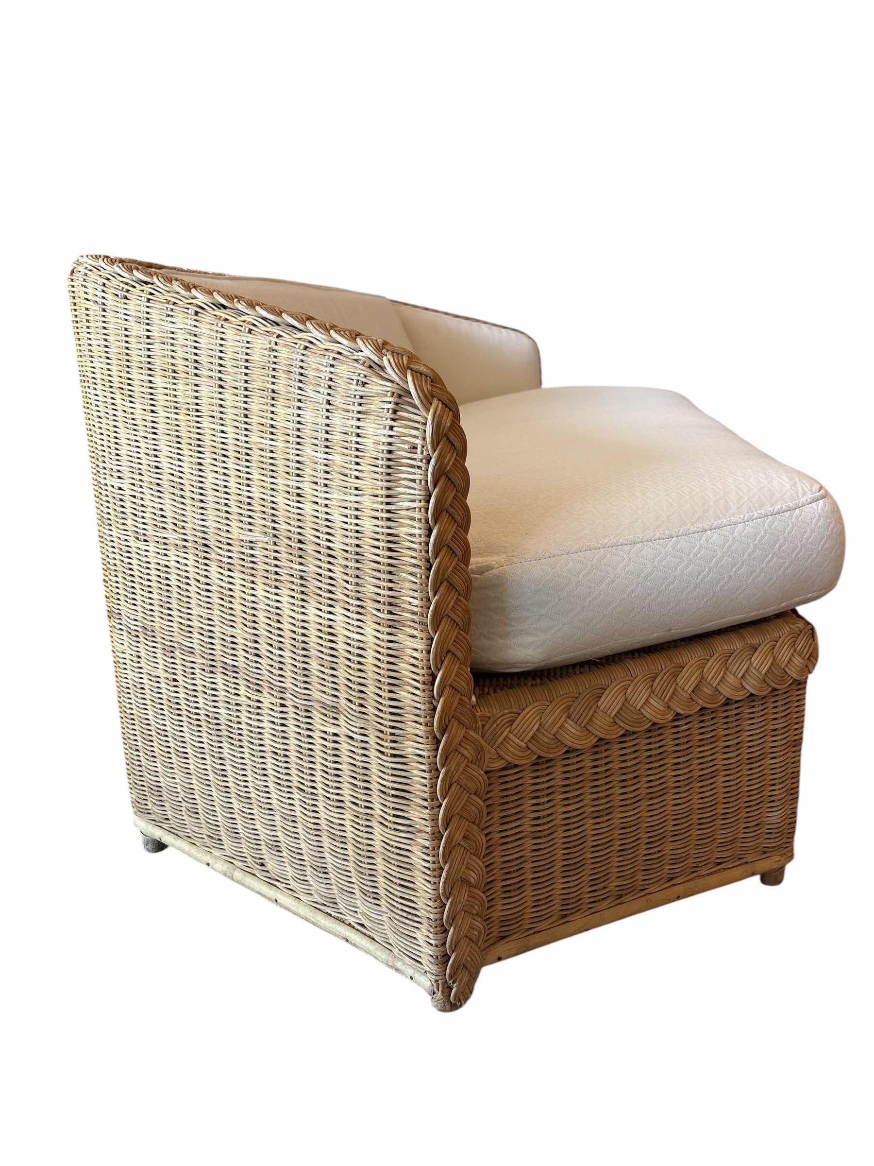 Photo 1 of VINTAGE BROWN JORDAN WOVEN RATTAN HEXAGON SOFA 65”X33”H26.5”