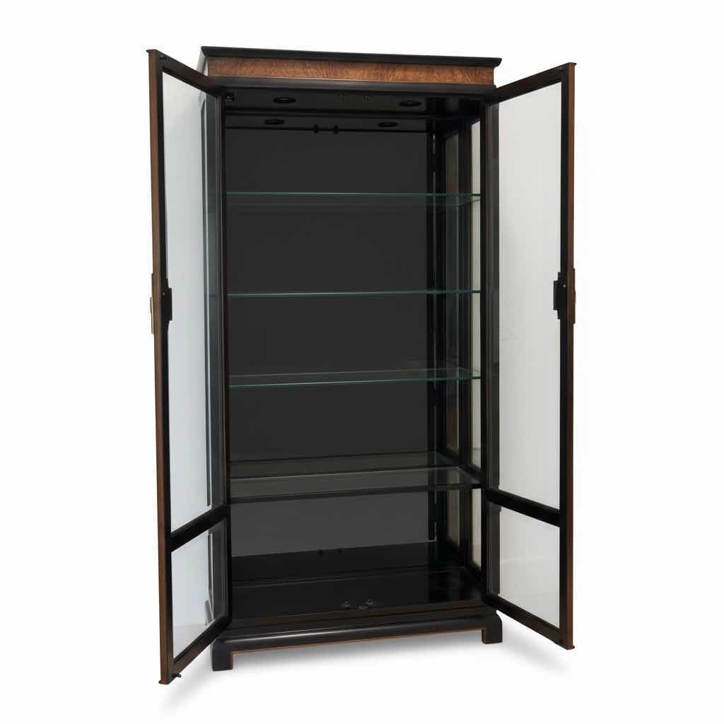 Photo 1 of RAYMOND SOBOTA CHIN HUA BURL-WOOD ILLUMINATED DISPLAY CURIO CABINET 41.5”X16”XH82”
