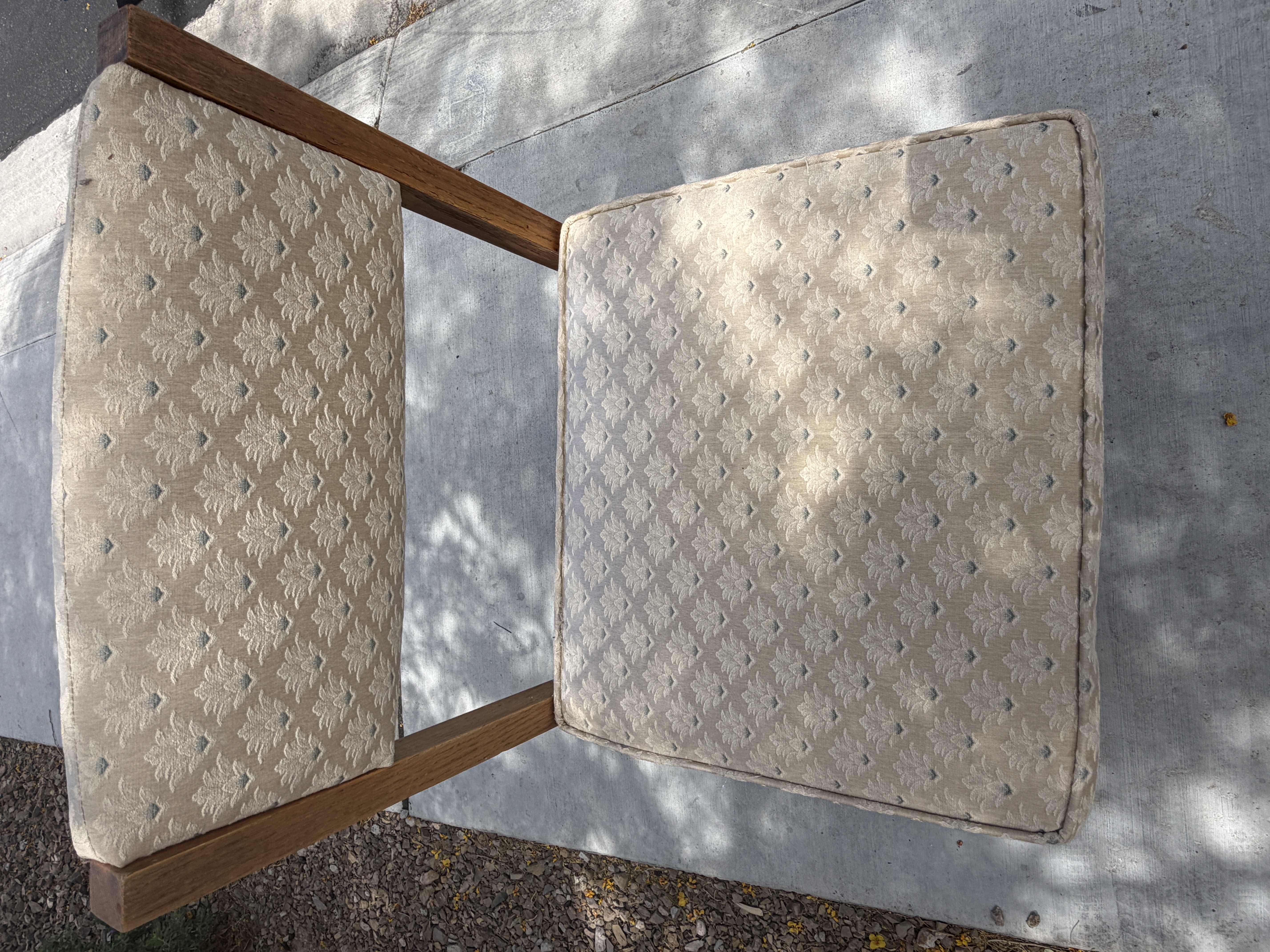 Photo 1 of 2-OAK SIDE CHAIRS W CREAM PRINTED FABRIC