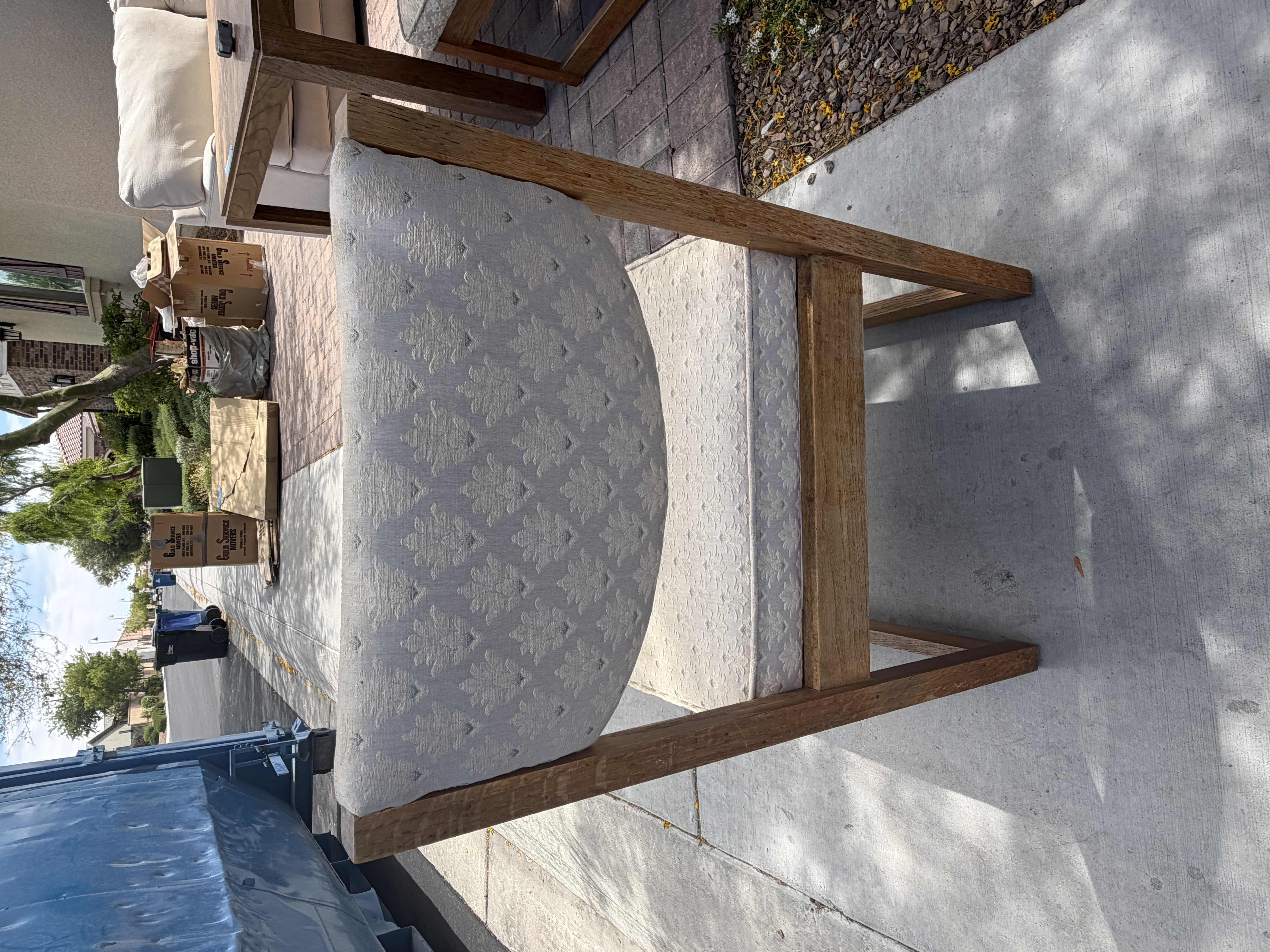 Photo 1 of 2-OAK SIDE CHAIRS W CREAM PRINTED FABRIC