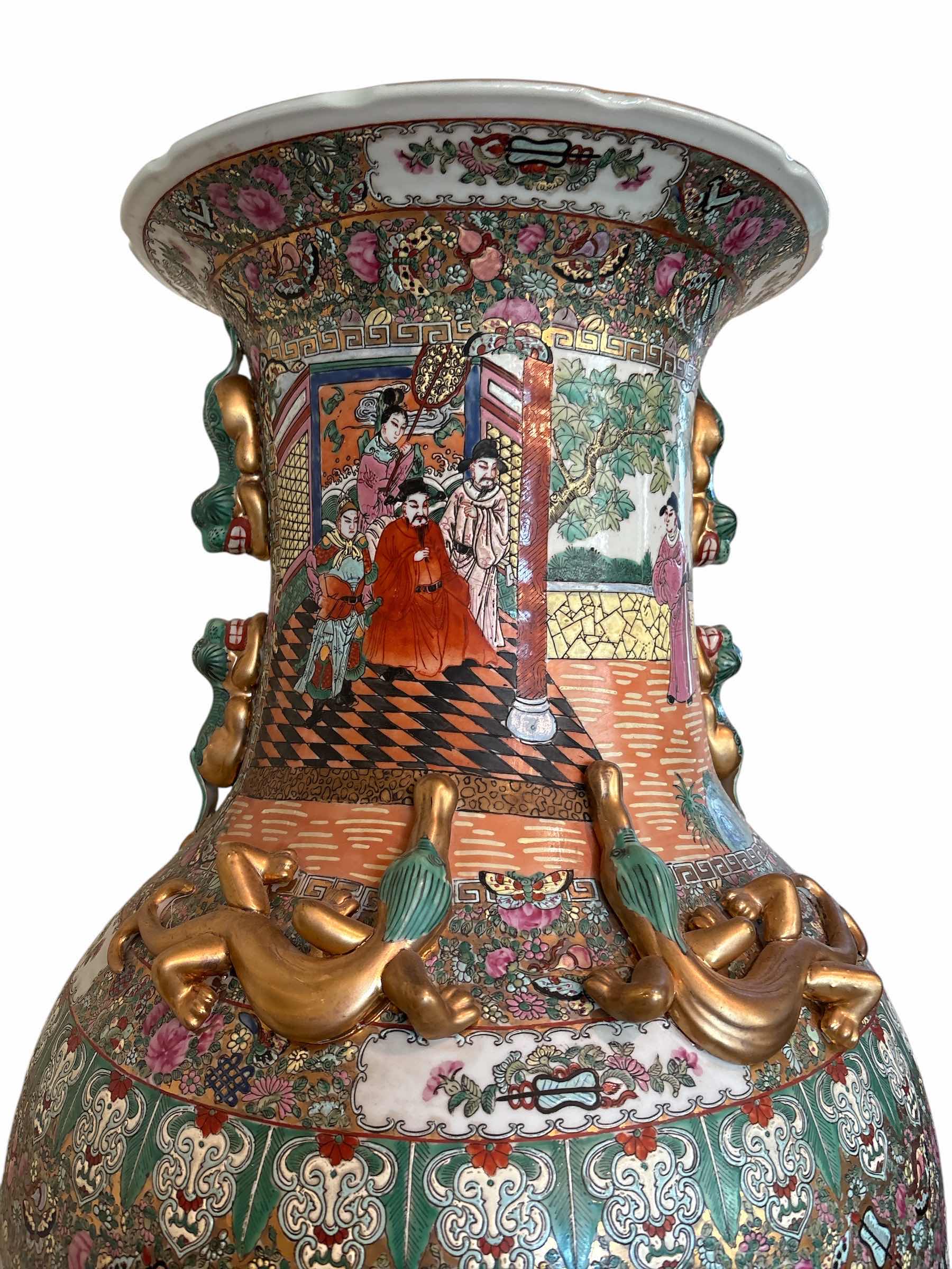 Photo 1 of MONUMENTAL CHINESE FAMILLE ROSE MEDALLION FLOOR VASE WOTH WOOD STAND H64”