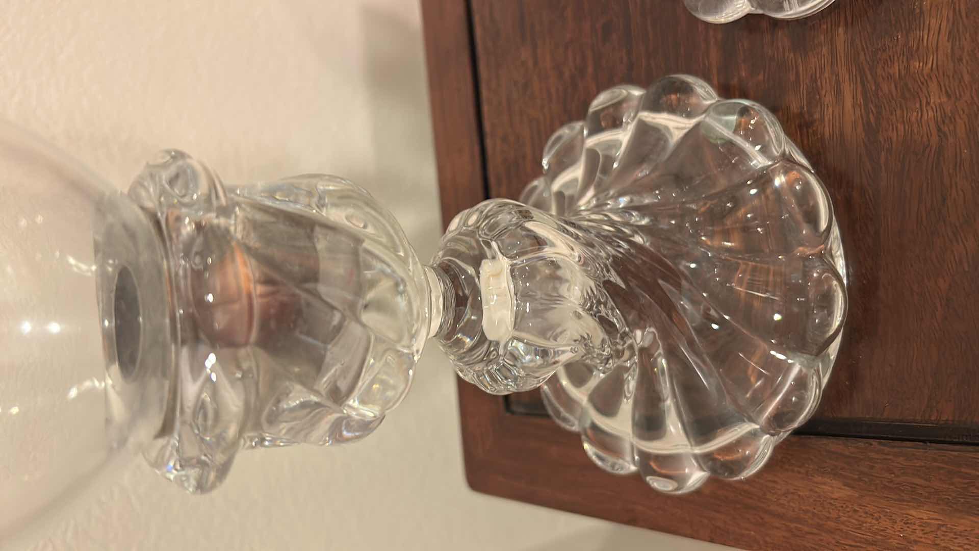 Photo 1 of 2- BACCARAT CRYSTAL HURRICANE HOLDERS H 16"