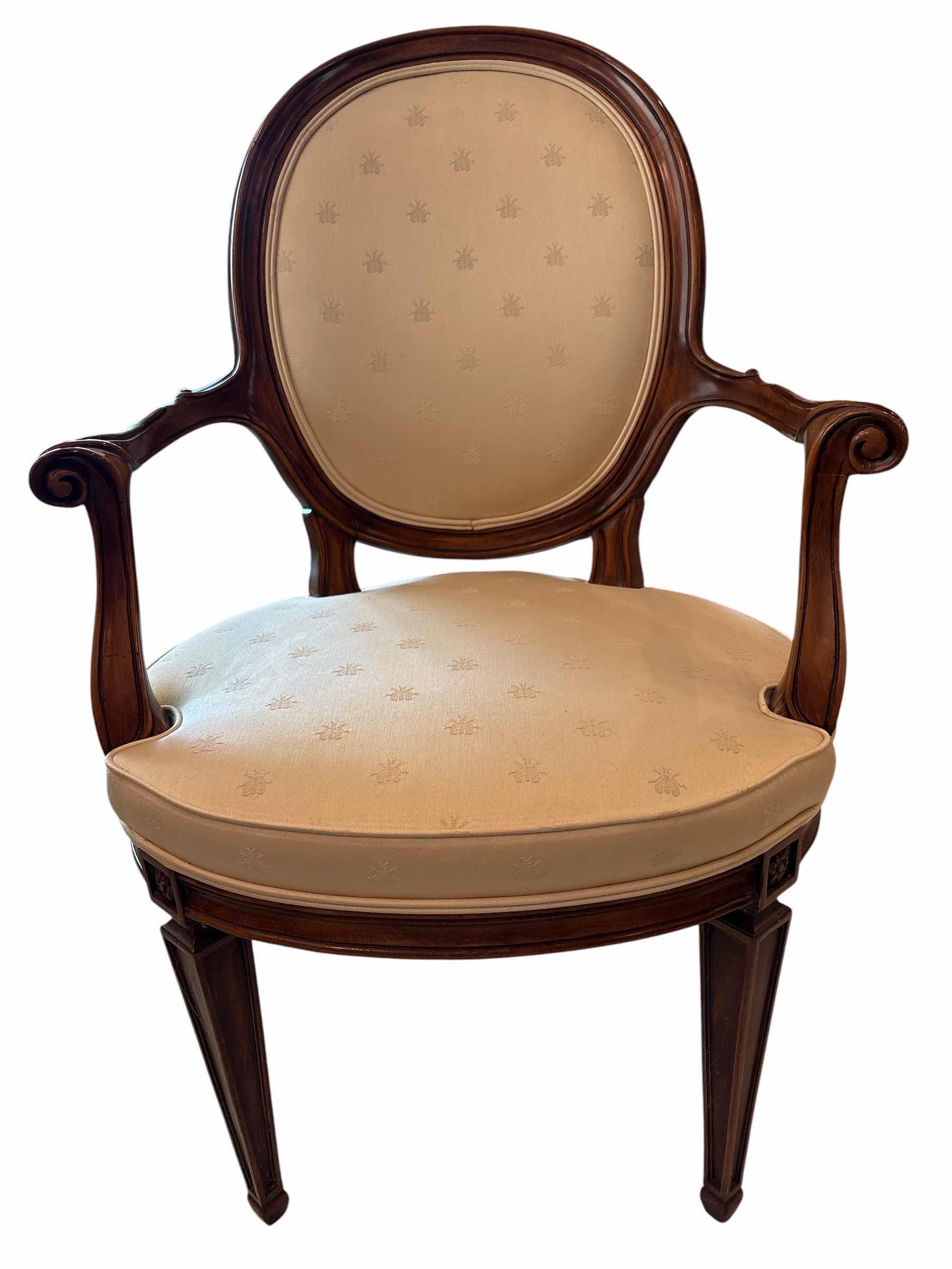 Photo 1 of KARGES FRENCH LOUIS VXI STYLE WOOD MEDALLION ARMCHAIR H37.5”